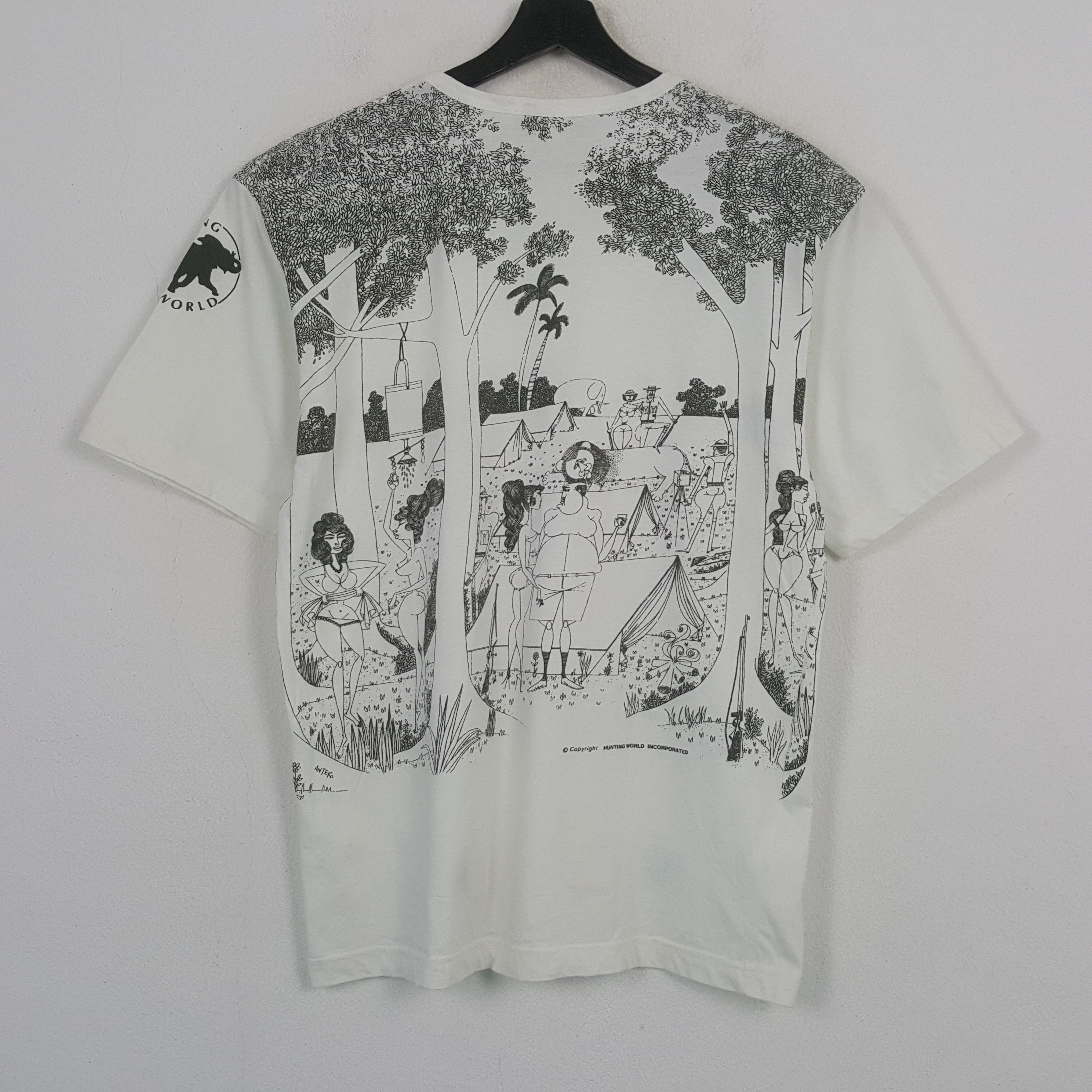 Vintage Hunting World Art Design Style Tshirt RR17 Size M / US 6-8 / IT 42-44 - 3 Thumbnail