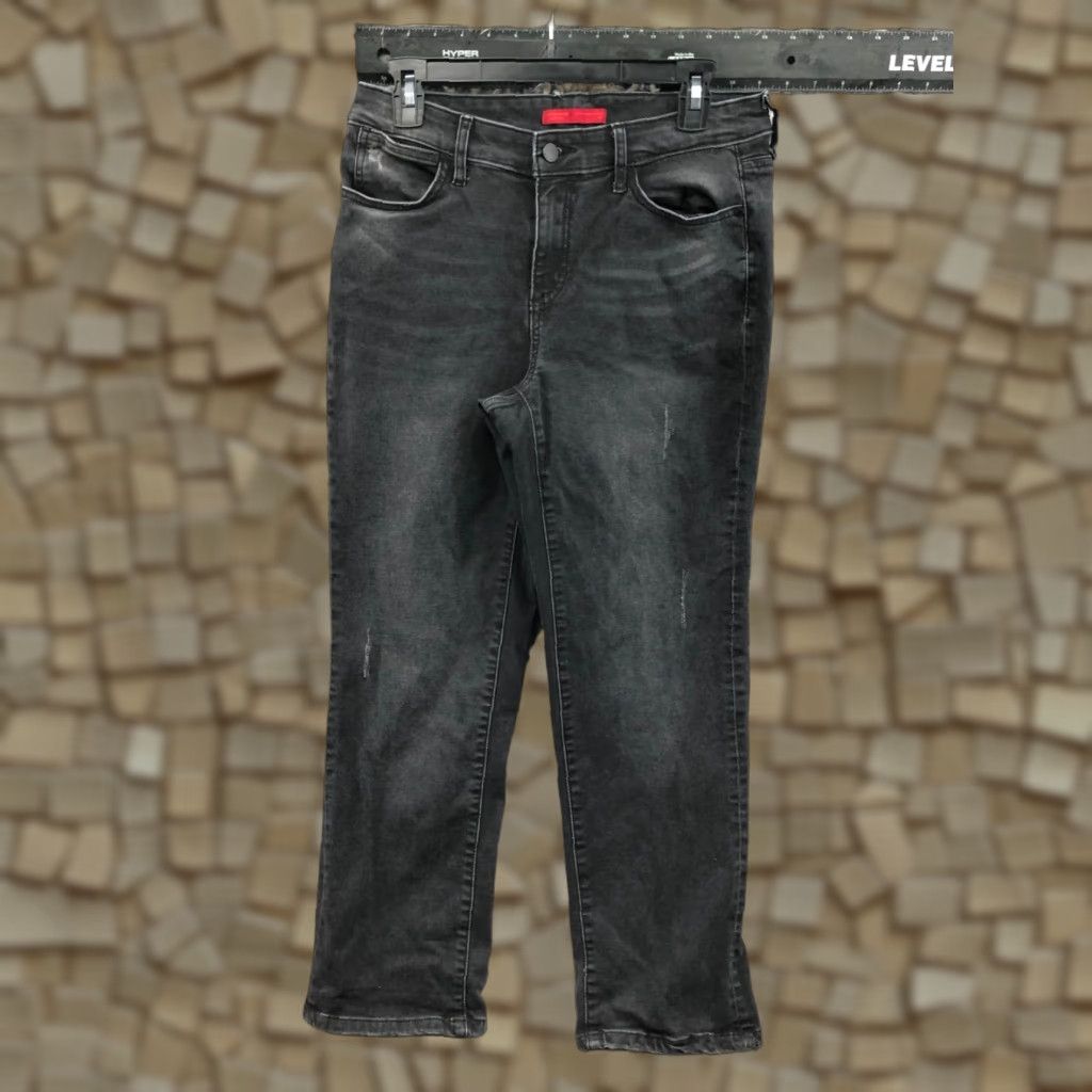 Vintage Jennifer Lopez Jeans Capri Dark Wash Black 10 Womens Regular Mid Rise 27 In Inseam 5-Pocket Denim Cotton Belt Loops Logo Zipper Button Size 32" / US 10 / IT 46 - 1 Thumbnail