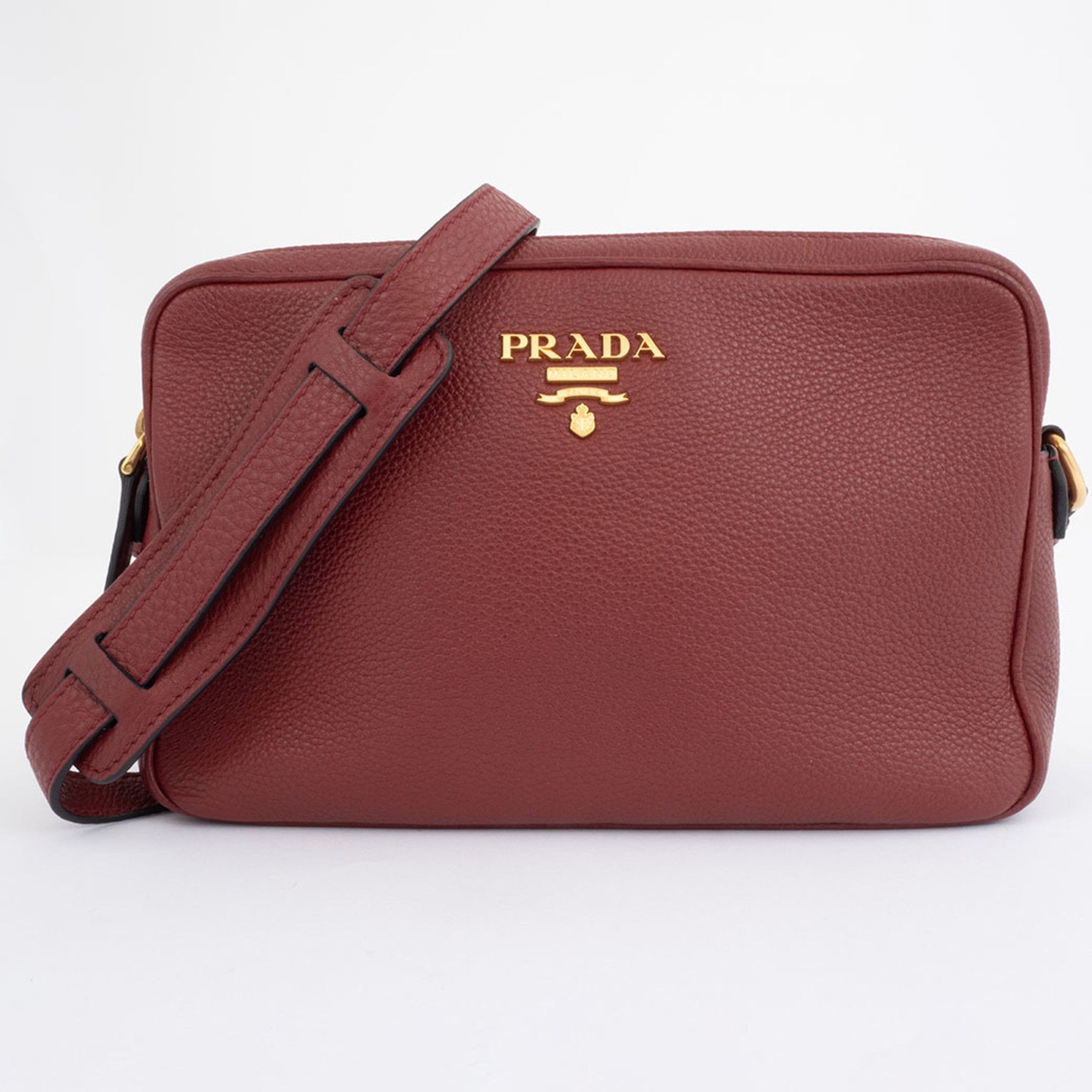 Prada Camera Bag Shoulder Crossbody Bordeaux Women's Leather PRADA