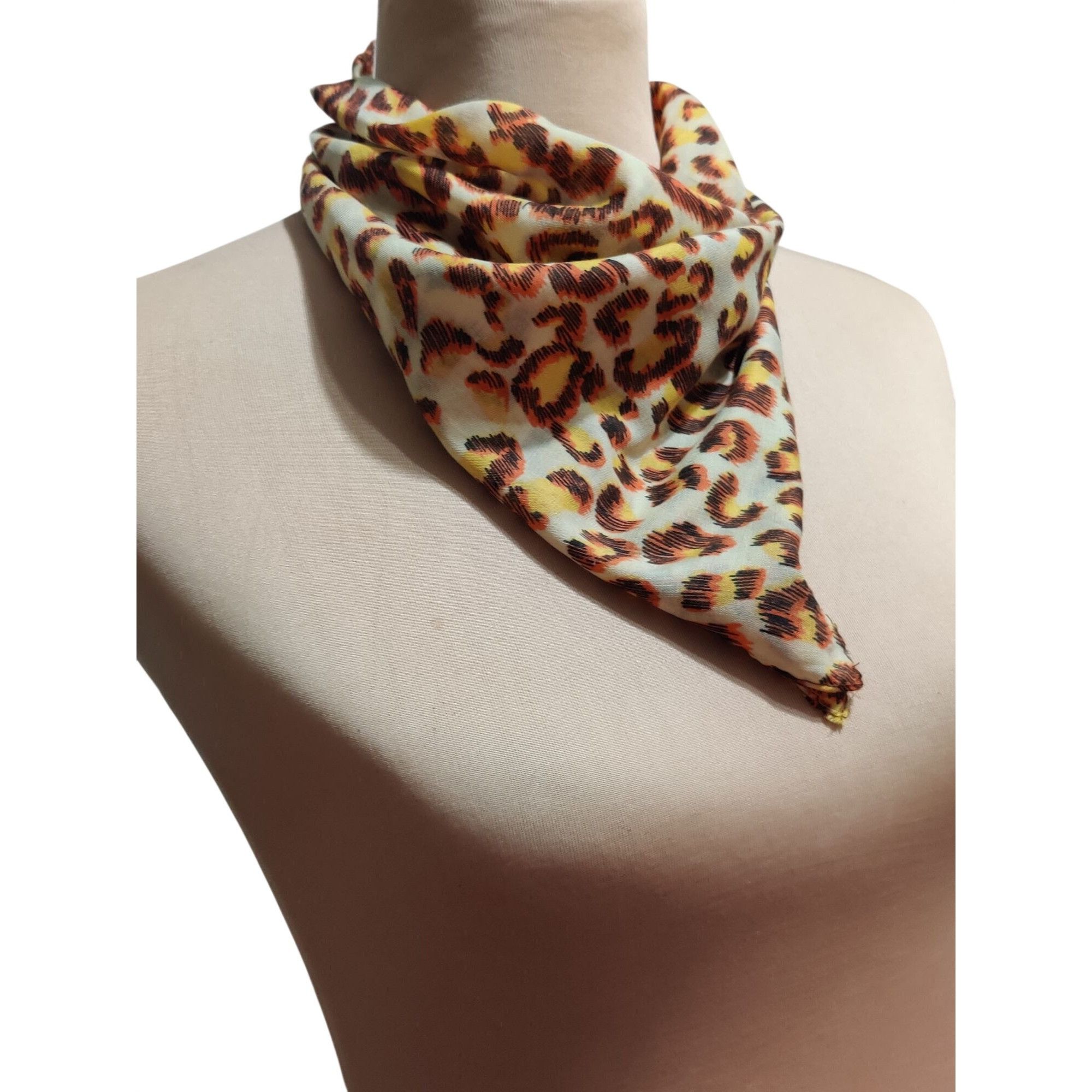 Other Womens Leopard Print Scarf Square Lightweight Cotton Neutral Size ONE SIZE - 2 Thumbnail