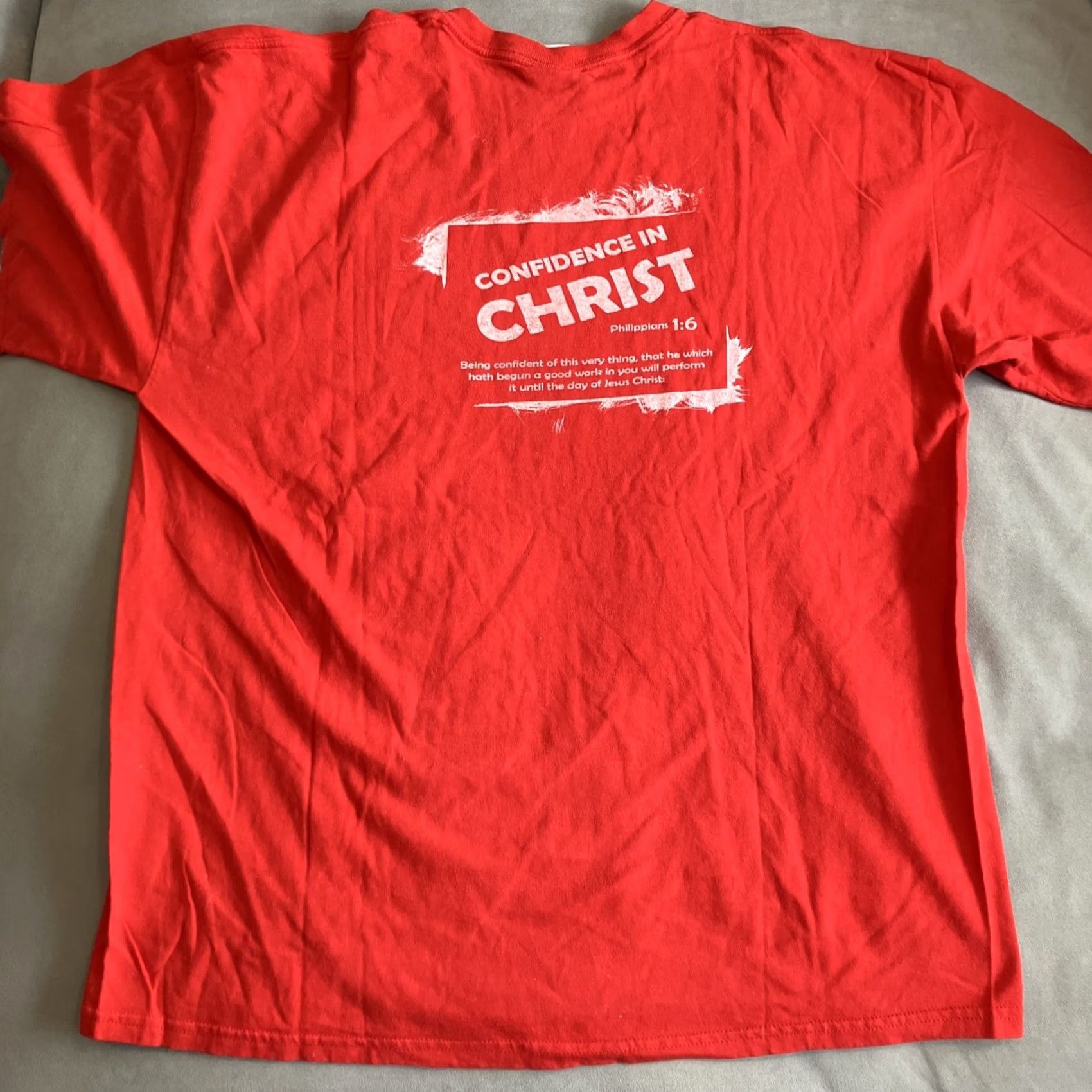 Gildan VINTAGE Gildan - Confidence In Christ - Philippians 1:6 - Watersmeet 2011 - T Shirt - XL Red Shirt Mens Size US XL / EU 56 / 4 - 4 Thumbnail