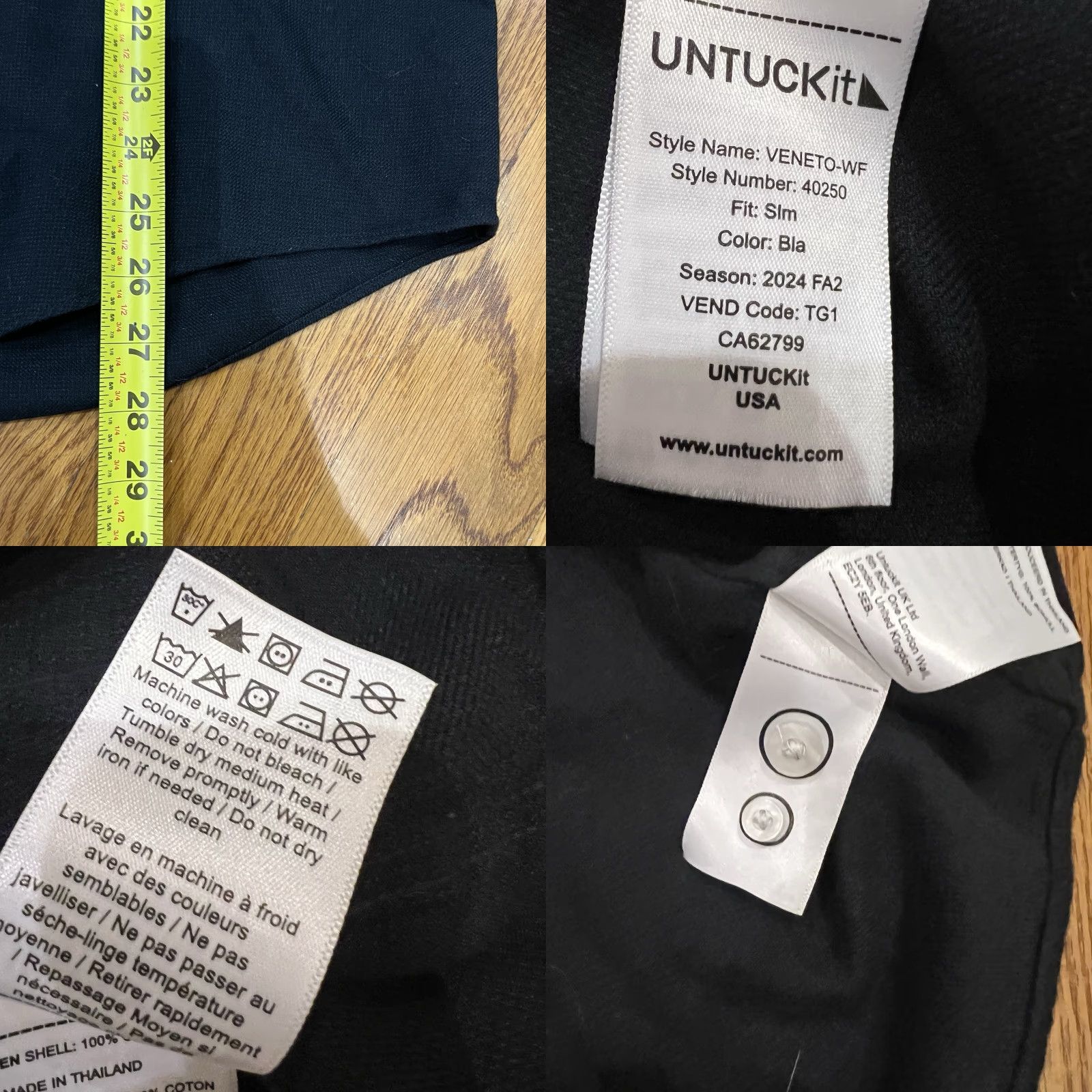UNTUCKit UNTUCKit Black Button-Up Shirt Large Mens Long Sleeve 100% Cotton Classic Size US L / EU 52-54 / 3 - 8 Thumbnail