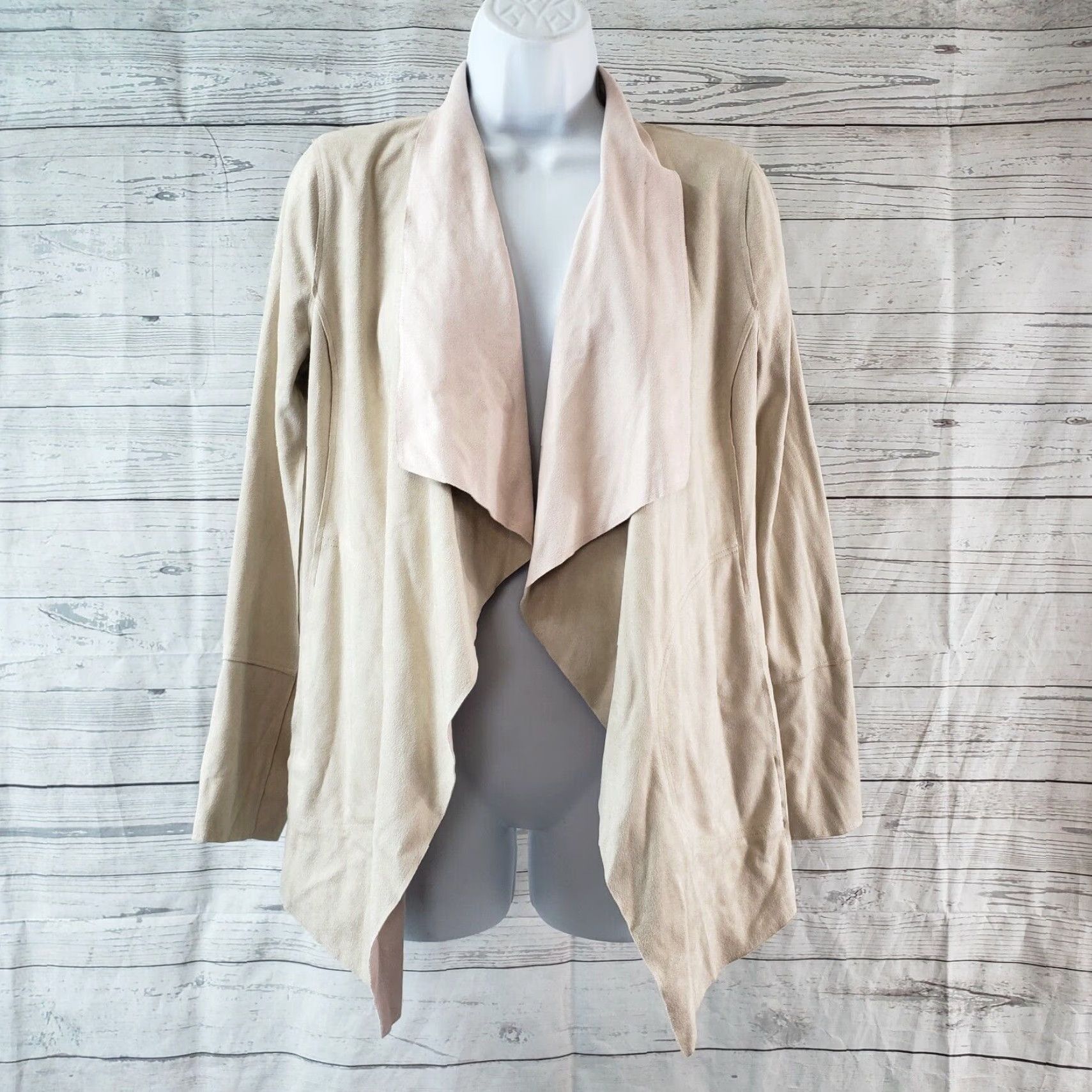 Vintage Chicos Travelers Womens Faux Suede Cardigan Sz 0/2 Beige Pink Long Sleeve Size XS / US 0-2 / IT 36-38 - 2 Thumbnail