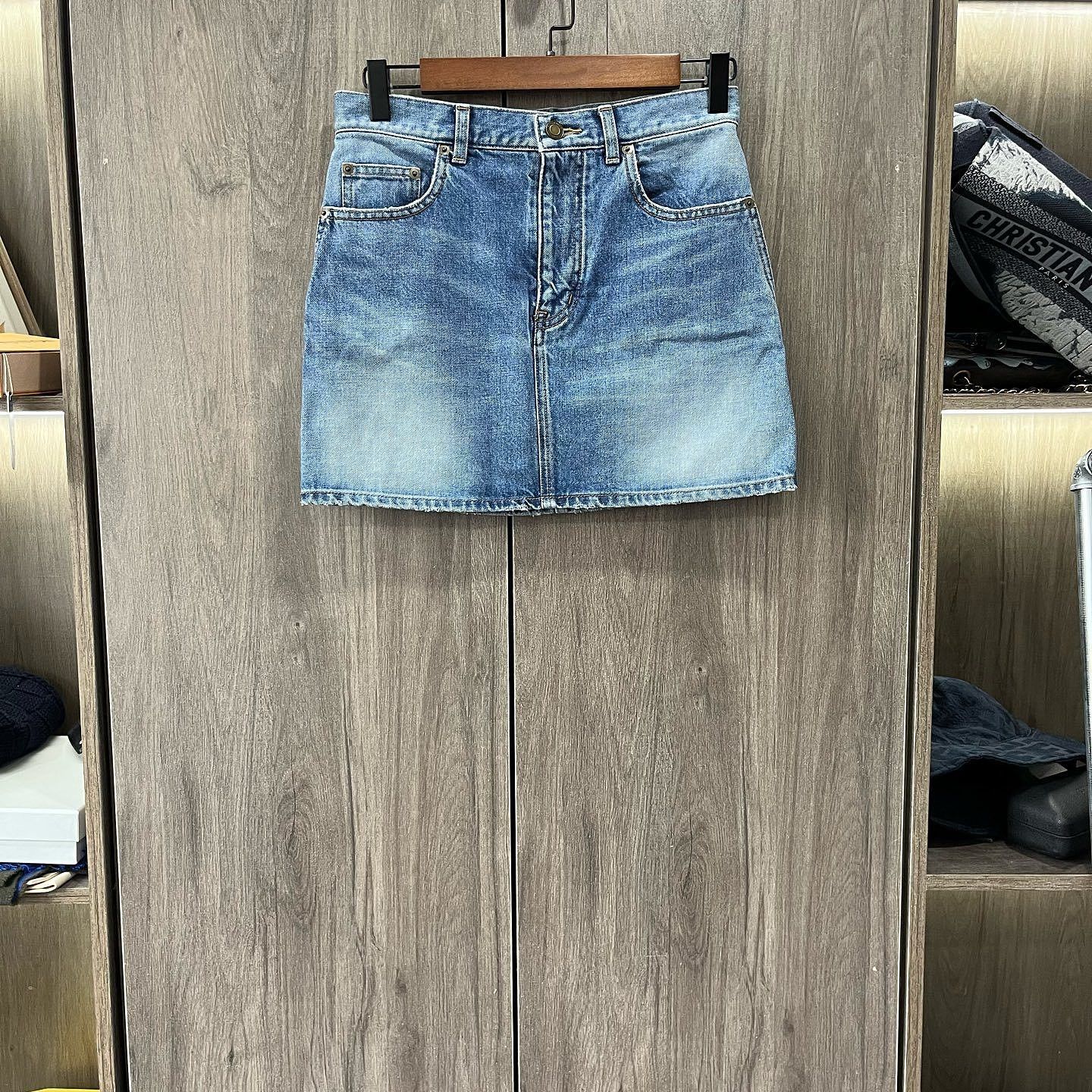 Saint Laurent Paris Saint Laurent Logo Embroidery Denim Mini Skirt Size 27 Size 27" / US 4 / IT 40 - 1 Thumbnail