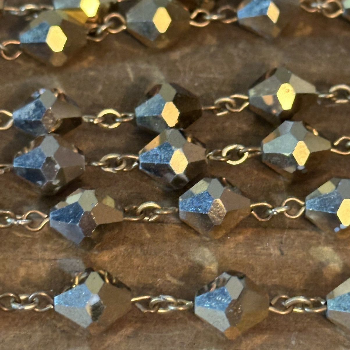 Vintage Vintage long metallic gold faceted glass bead chain necklace Size ONE SIZE - 3 Thumbnail