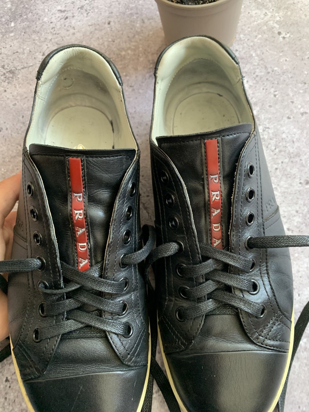 Prada 🔥PRADA LEATHER RED TAB LOW TOP SNEAKERS Size US 7.5 / EU 40-41 - 21 Thumbnail