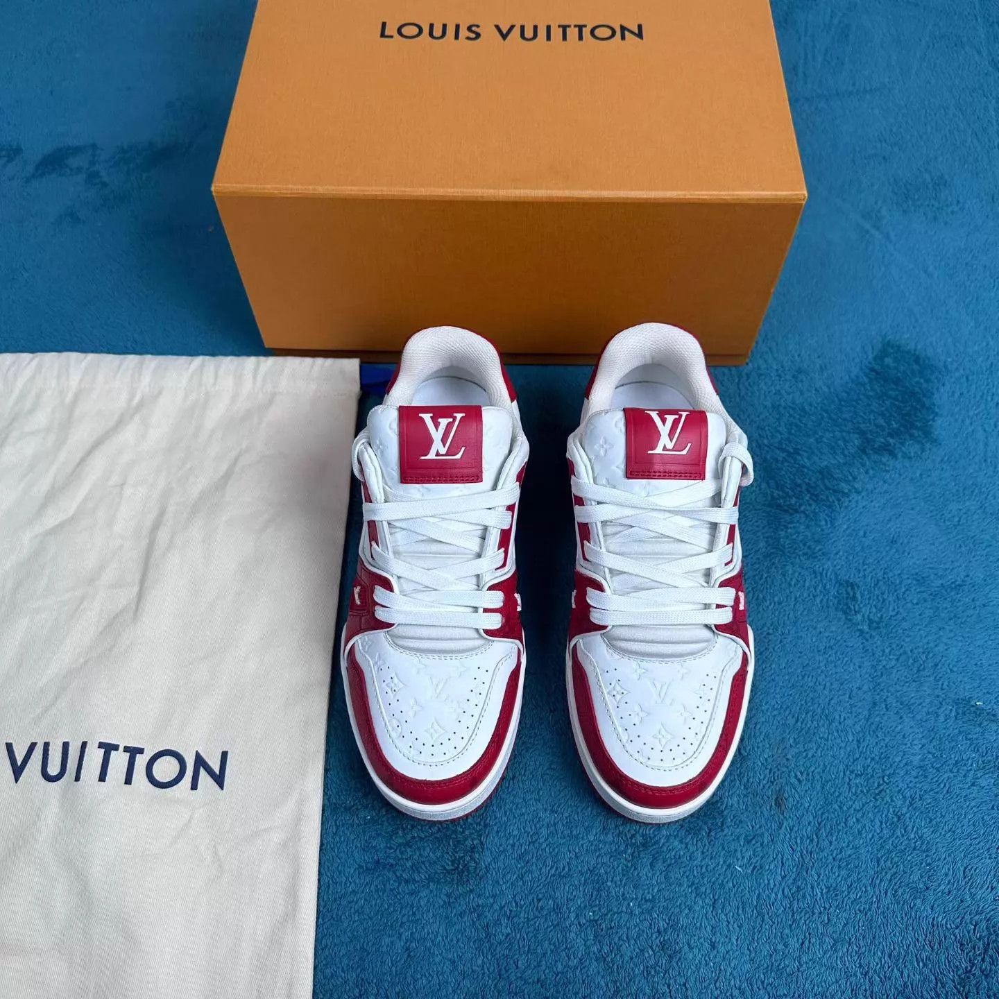 Louis Vuitton LV Trainer Leather Low-Top Street Style Sneaker White/Red Size US 6 / IT 36 - 1 Thumbnail