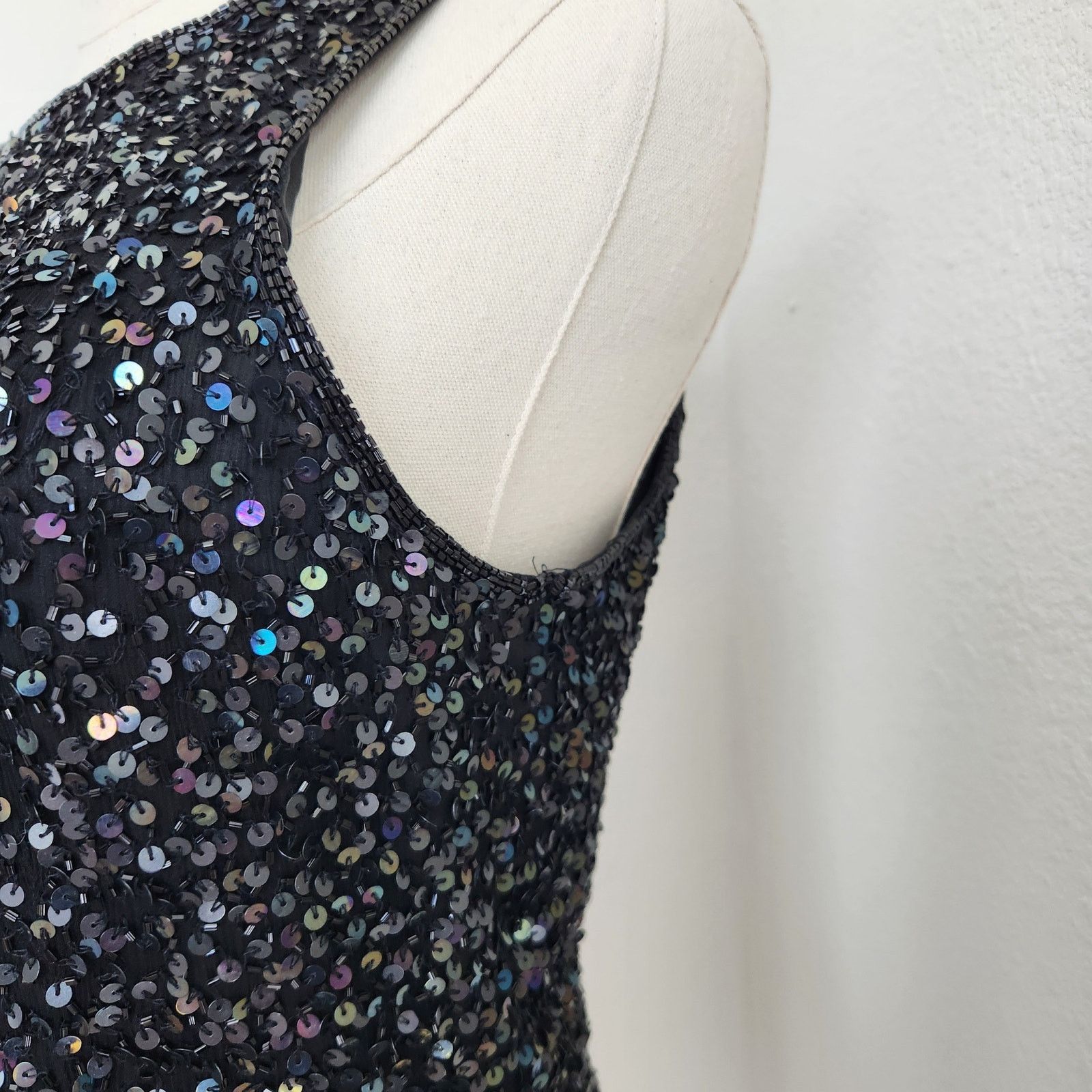 Vintage Vintage Black Iridescant Sequin Silk Embroidered Blouse S Size S / US 4 / IT 40 - 4 Thumbnail