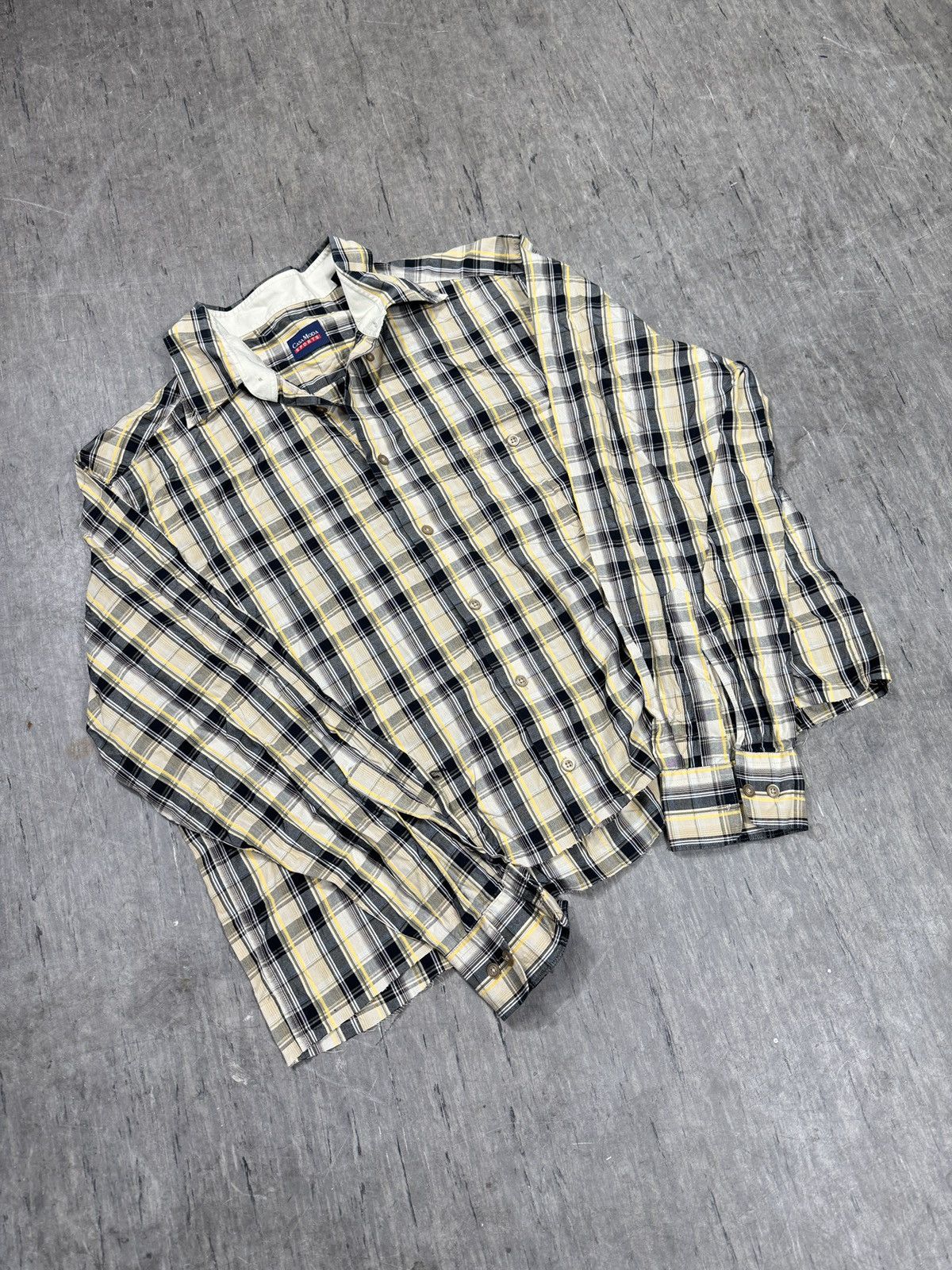 Japanese Brand ᶠᵃⁿᶜʸᵍᵘʸBOXY Trashed Shirt Vintage Cropped Button Up 90s 80 Size US M / EU 48-50 / 2 - 1 Thumbnail