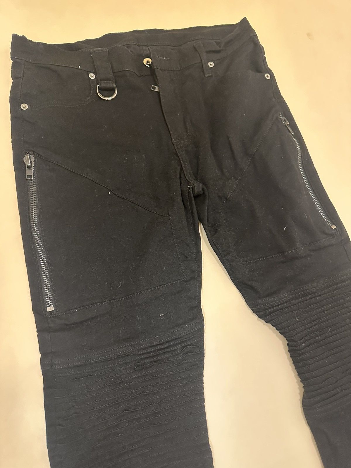 Other 1/1 Unreleased Sample Pleated Denim Biker Jeans Heavyweight Size US 34 / EU 50 - 2 Thumbnail