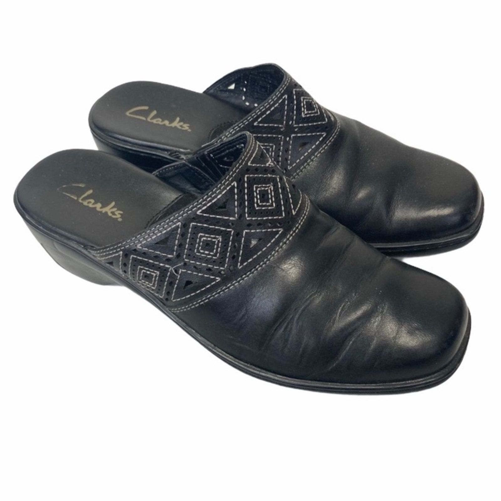 Clarks Clarks Black Leather Clogs Perforated Detail Sz 7.5 Size US 7.5 / IT 37.5 - 7 Thumbnail
