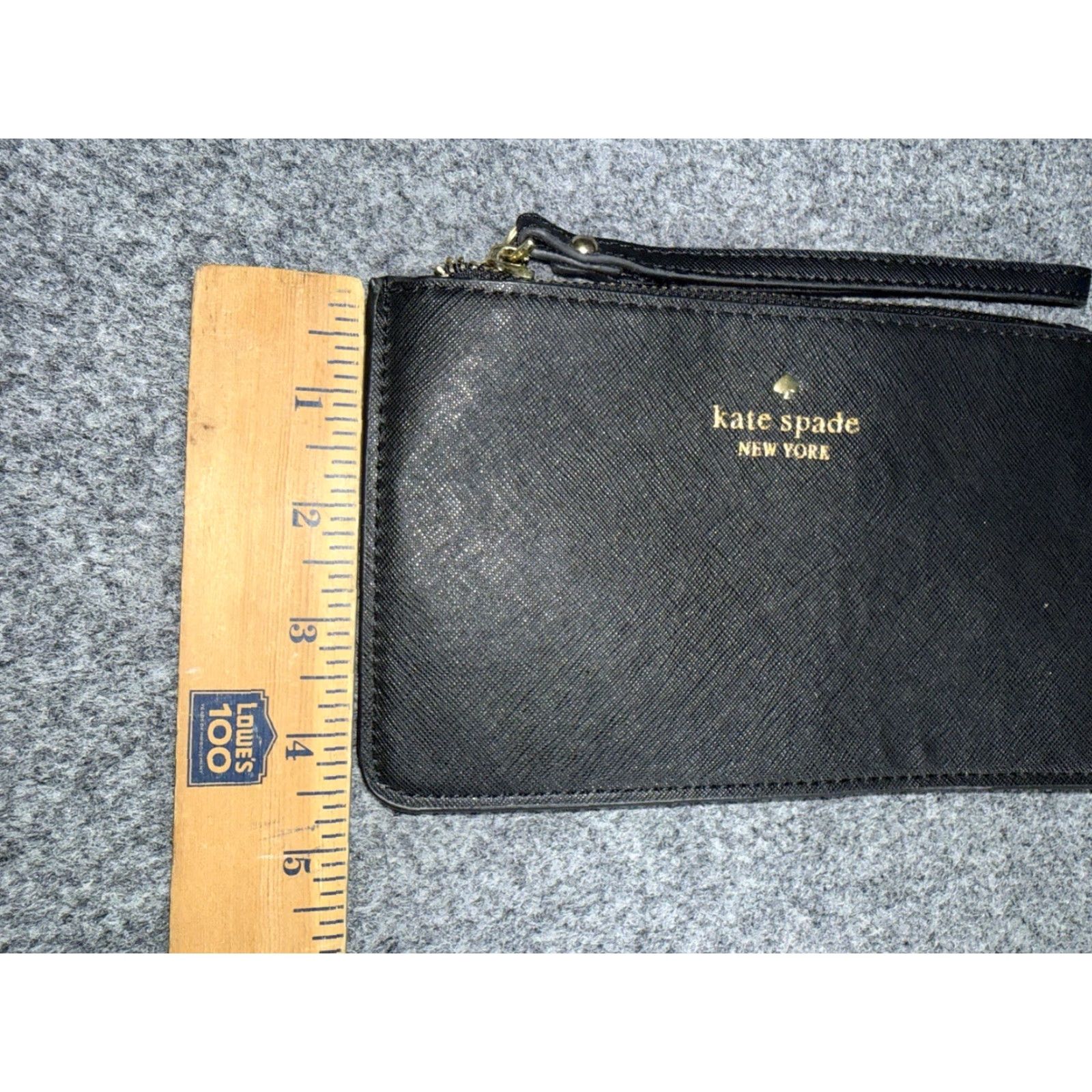 Vintage KATE SPADE Classic Slim Bee Zip Wristlet Black Saffiano Leather Wristlet Bag One Size Women Black 4.6” x 8" Vintage No Size ONE SIZE - 8 Thumbnail