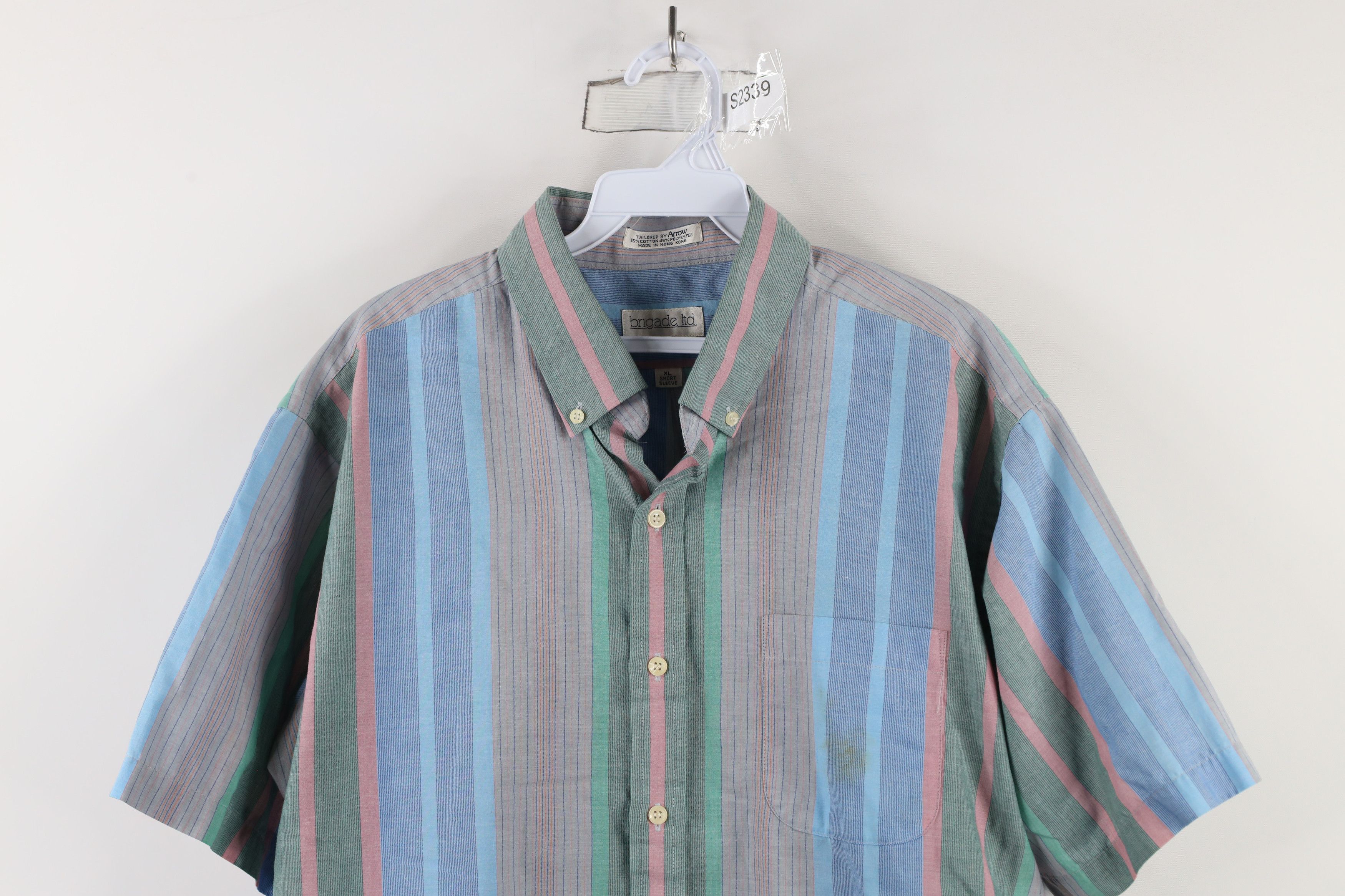 Vintage Vintage 90 Streetwear Pastel Rainbow Striped Button Shirt Size US XL / EU 56 / 4 - 2 Thumbnail
