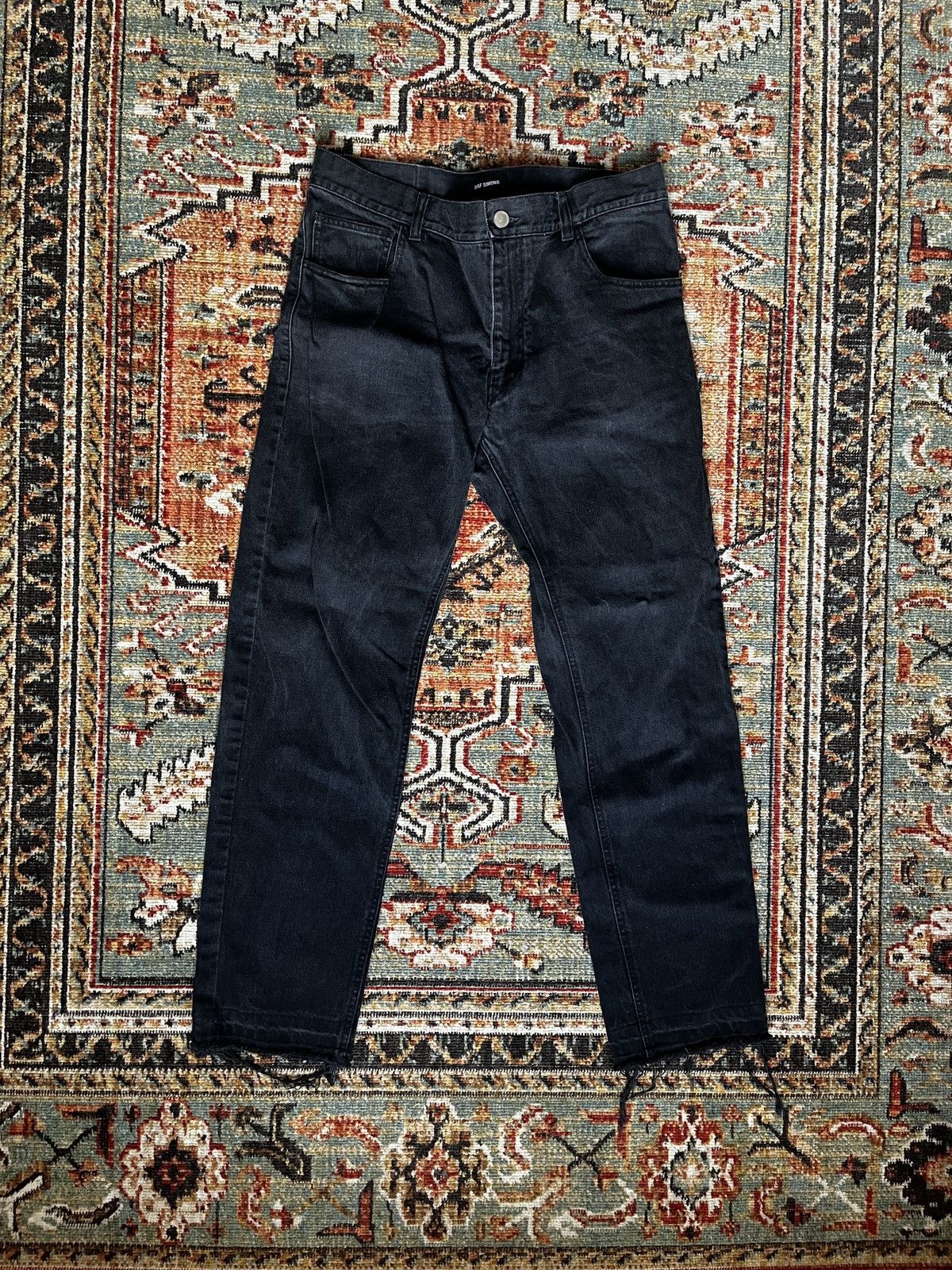 Image of Raf Simons “Rs” Straight Denim in Black, Men's (Size 31)