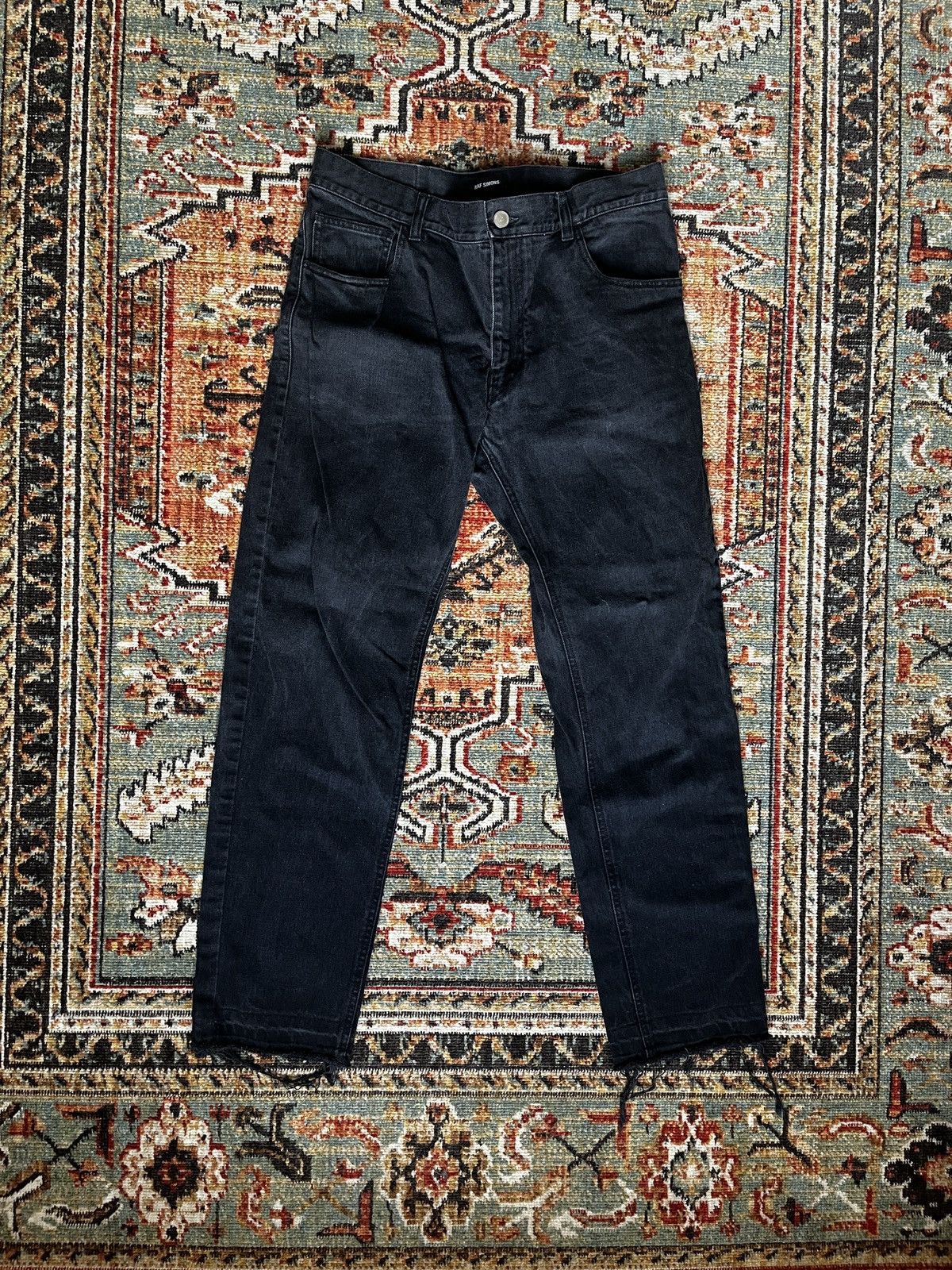 Pre-owned Raf Simons “rs” Straight Denim In Black