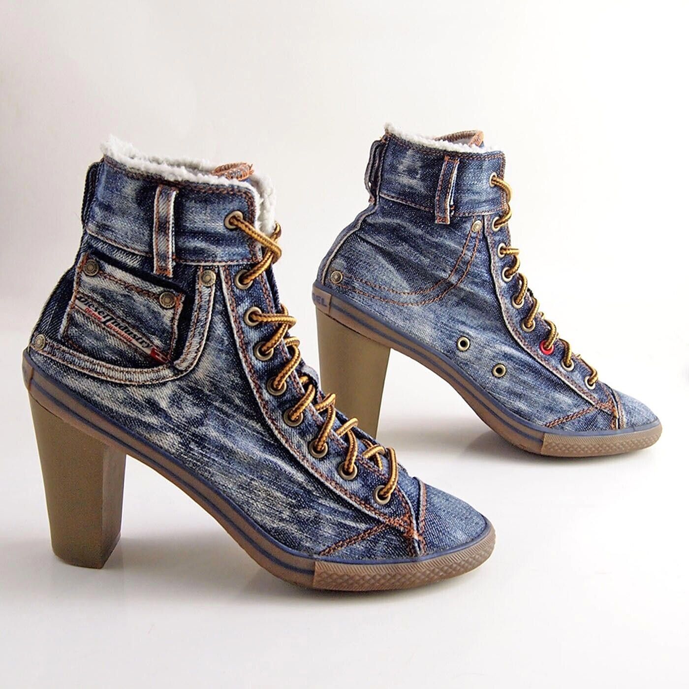 Diesel Diesel Denim Boots Blue Shearling Trim Size US 10 EU 41 Size US 10 / IT 40 - 2 Thumbnail