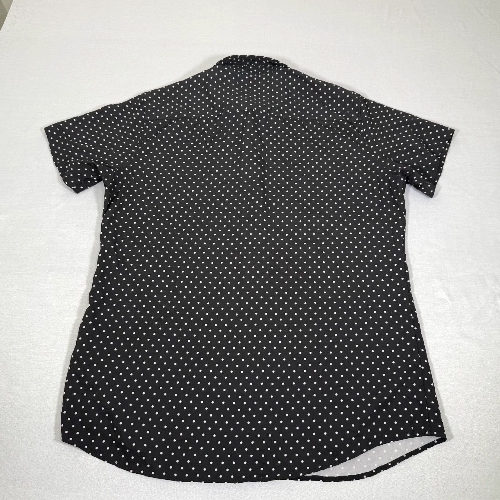 Vintage Dixxon The Milton Womens 3X Button Up Polka Dot Black Shirt Stretch Biker Short Sleeve Condensed Pattern Size XXL / US 16-18 / IT 52-54 - 7 Thumbnail