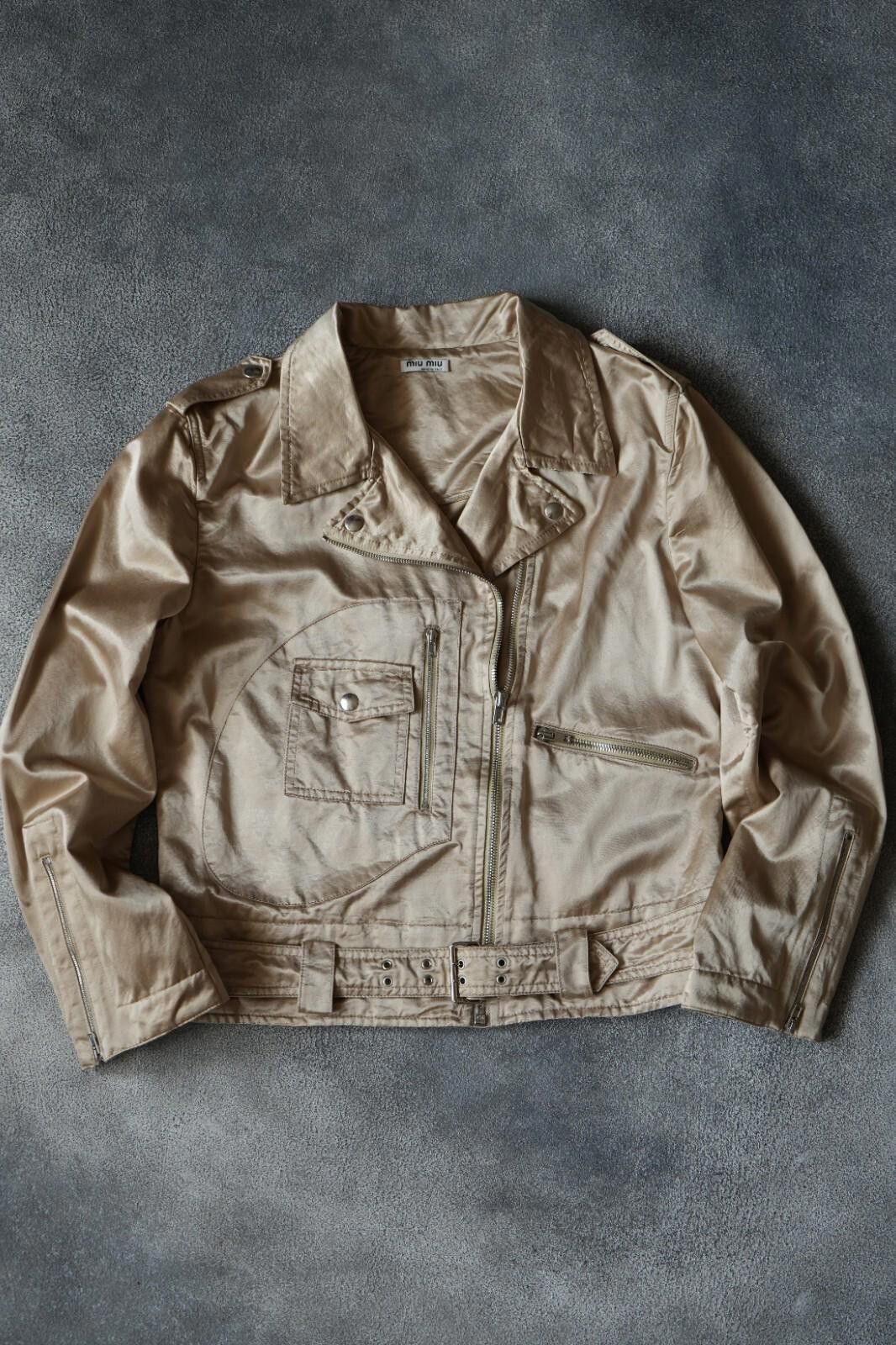Miu Miu 2000`s Miu Miu Light Biker Jacket Beige Vintage Women Size M Size M / US 6-8 / IT 42-44 - 2 Thumbnail