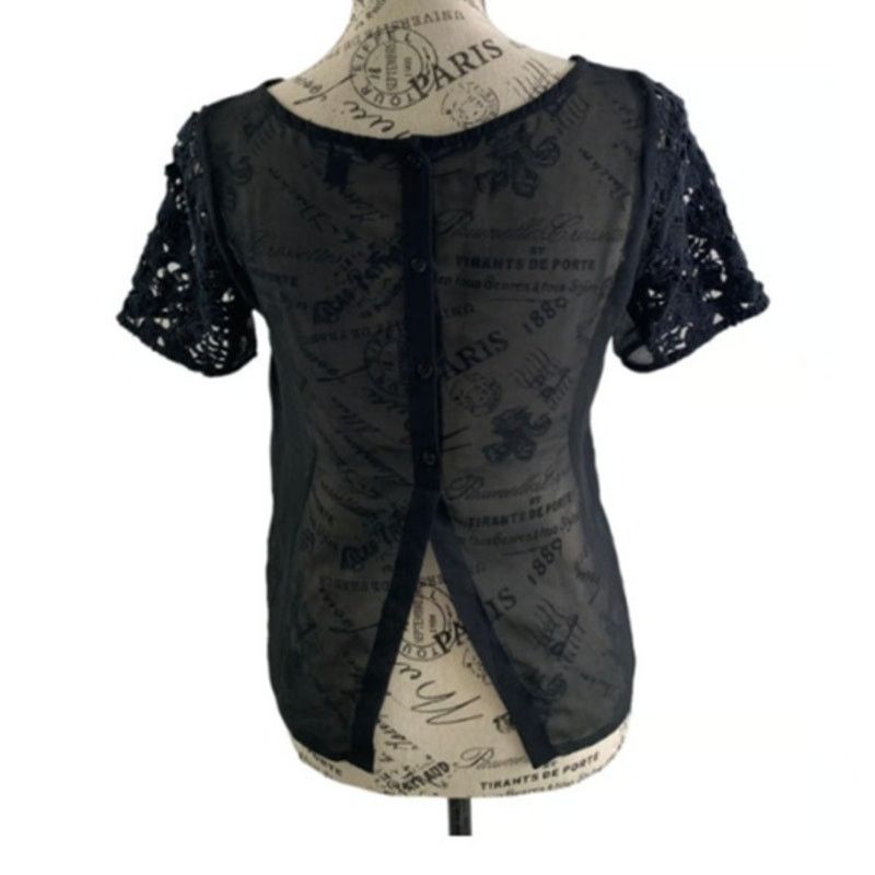 Other American Eagle Women’s Size XS Lace Top Black Sheer Size XS / US 0-2 / IT 36-38 - 4 Thumbnail