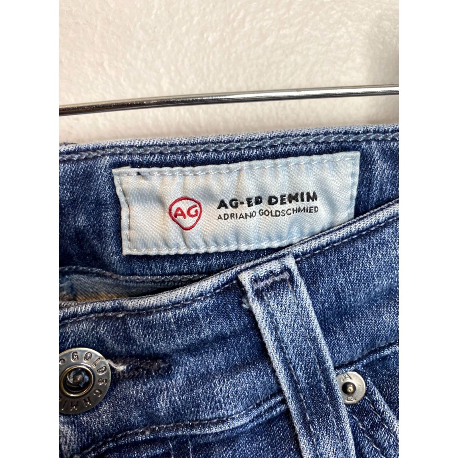 Vintage AG Adriano Goldschmied Mari High Rise Crop Straight Jeans Size 24 Blue Denim 27in Inseam Women Regular Jeans B93 Size 42" / US 20 - 4 Thumbnail