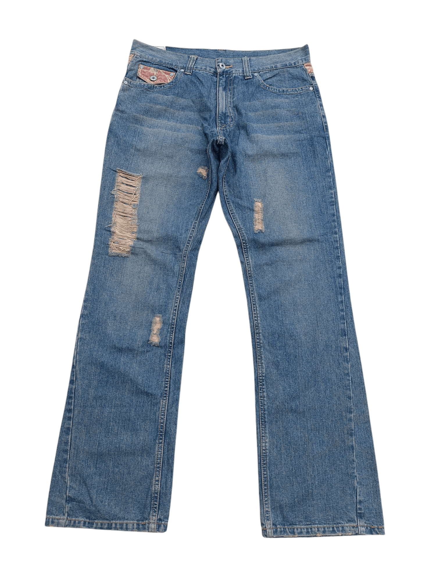 Japanese Brand FLARE JEANS JUNGLE STORM BLUE FADED DISTRESSED DENIM PANTS Size US 30 / EU 46 - 4 Thumbnail