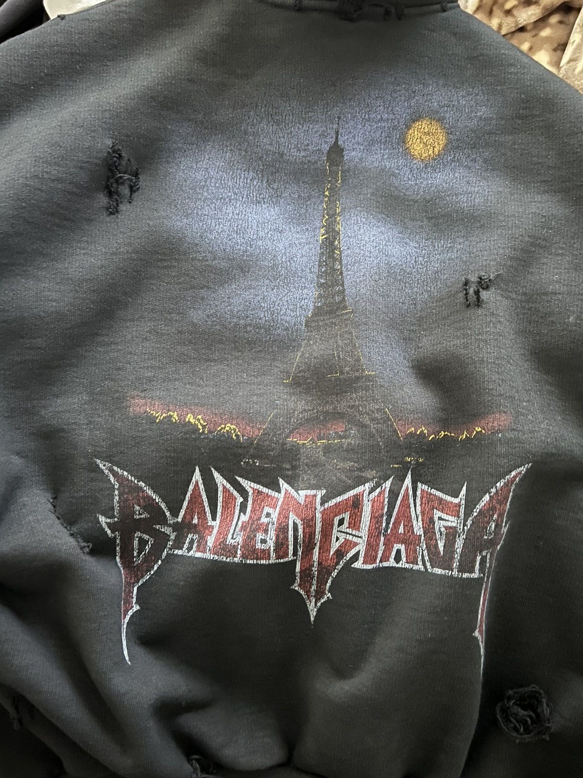 Balenciaga ⚠️RARE⚠️Balenciaga Paris Moon washed black Zip-up Hoodie Size US L / EU 52-54 / 3 - 8 Thumbnail