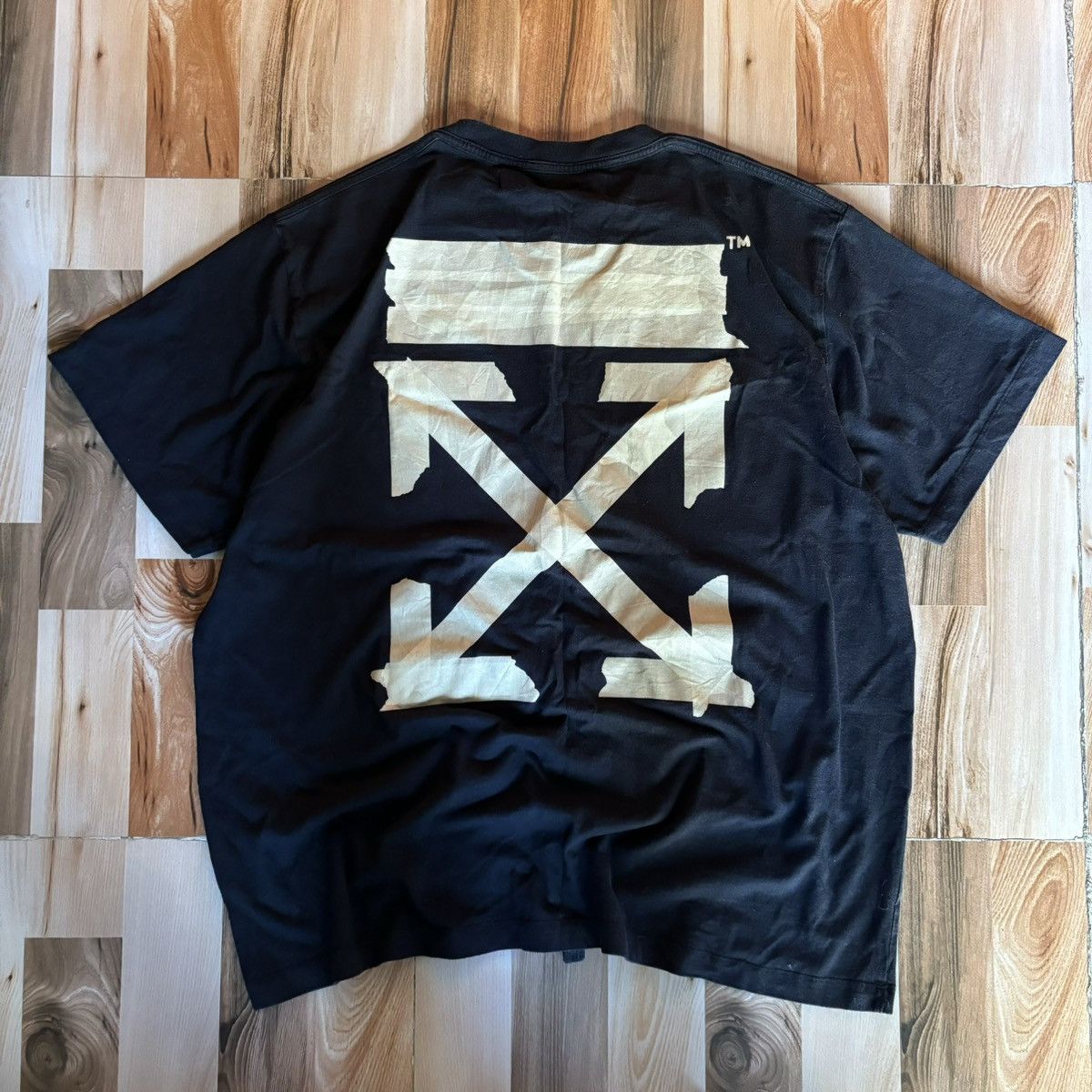 image of Off White Crazy Offwhite Tape Arrows Oversized Tee in Black, Men's (Size Medium)