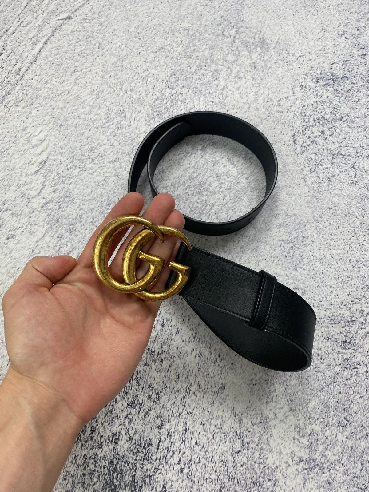 Gucci Gucci Double G Buckle Logo Leather Marmont Belt Size ONE SIZE - 1 Thumbnail