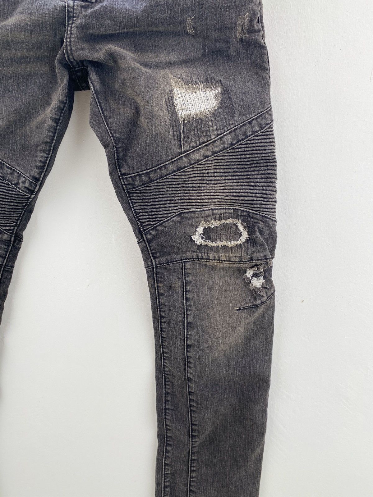 BUFFALO BOBS Vintage Cane Bros Bikers Denim Distressed Jeans Balmain styl Size US 32 / EU 48 - 2 Thumbnail