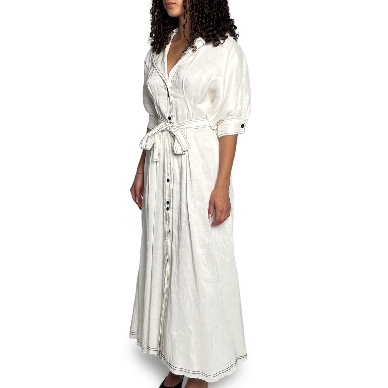 Aje Cream dress w/ black stitching and belt Size XS / US 0-2 / IT 36-38 - 3 Thumbnail