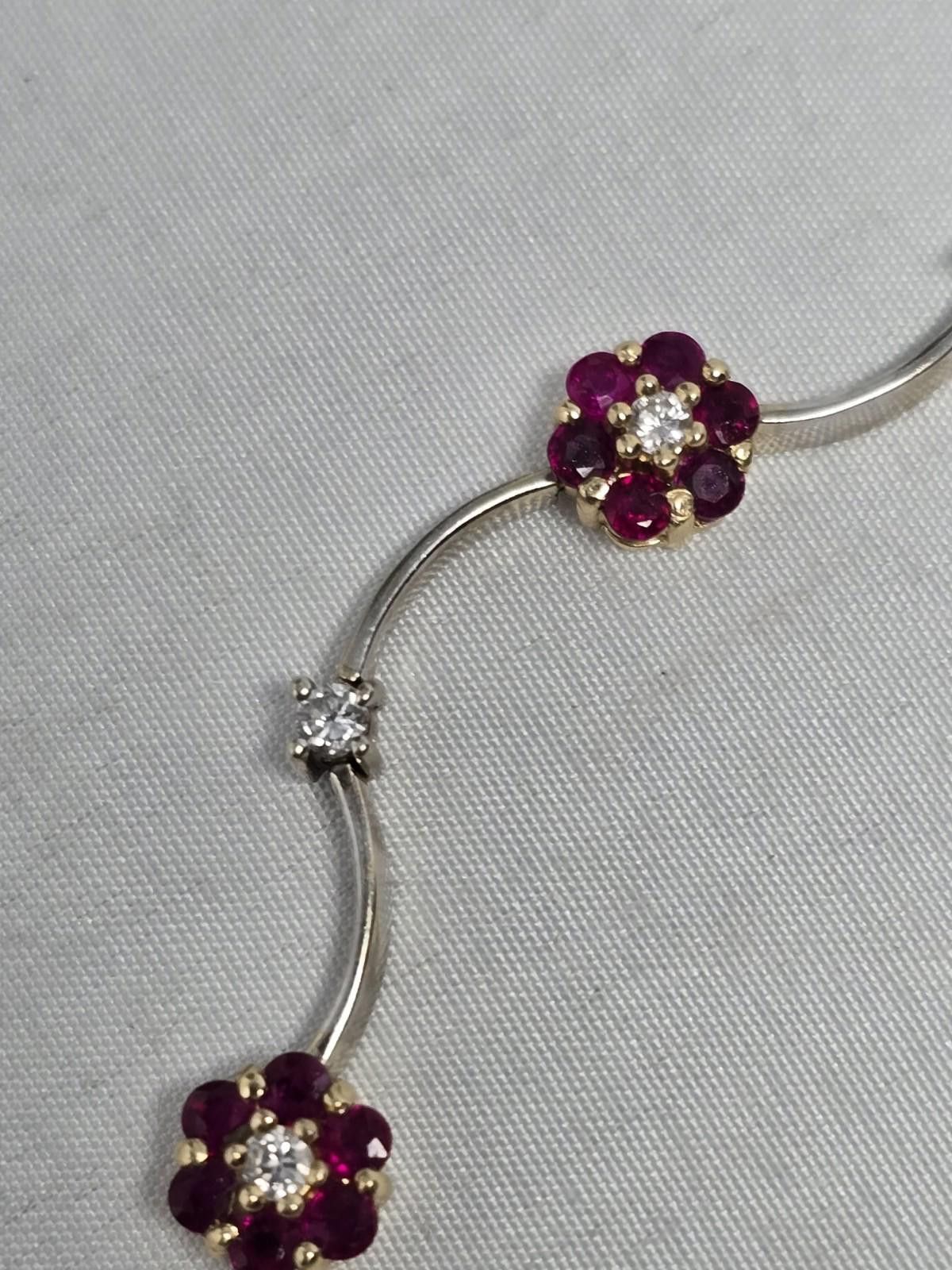Other Ryan Gems 14K Gold 1.77 ctw Ruby Diamond Flower Bracelet Size ONE SIZE - 2 Thumbnail