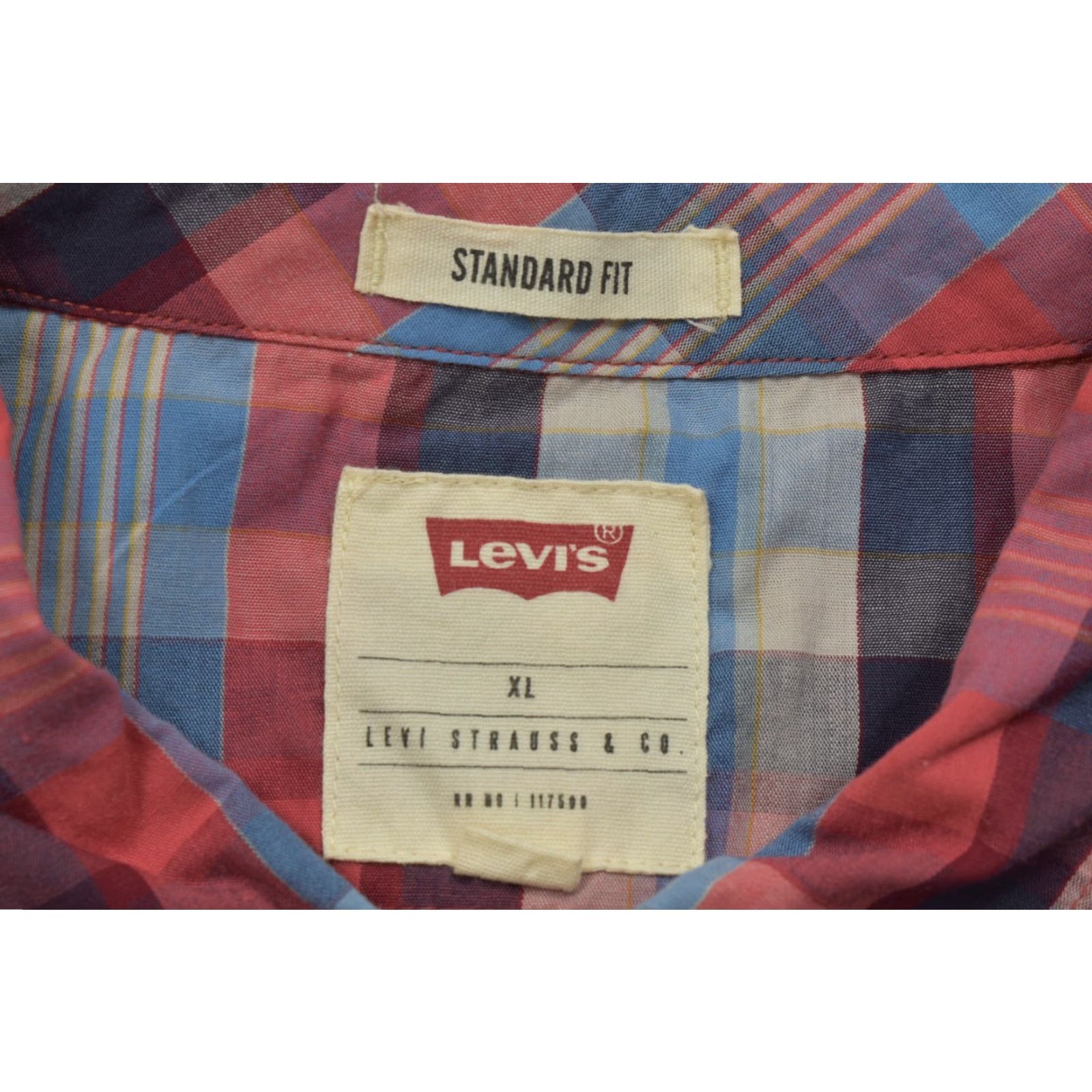 Levi's Levi's Mens XL Button Up Shirt Plaid Long Sleeve Cotton Blue Red Standard Fit Casual Size US XL / EU 56 / 4 - 7 Thumbnail