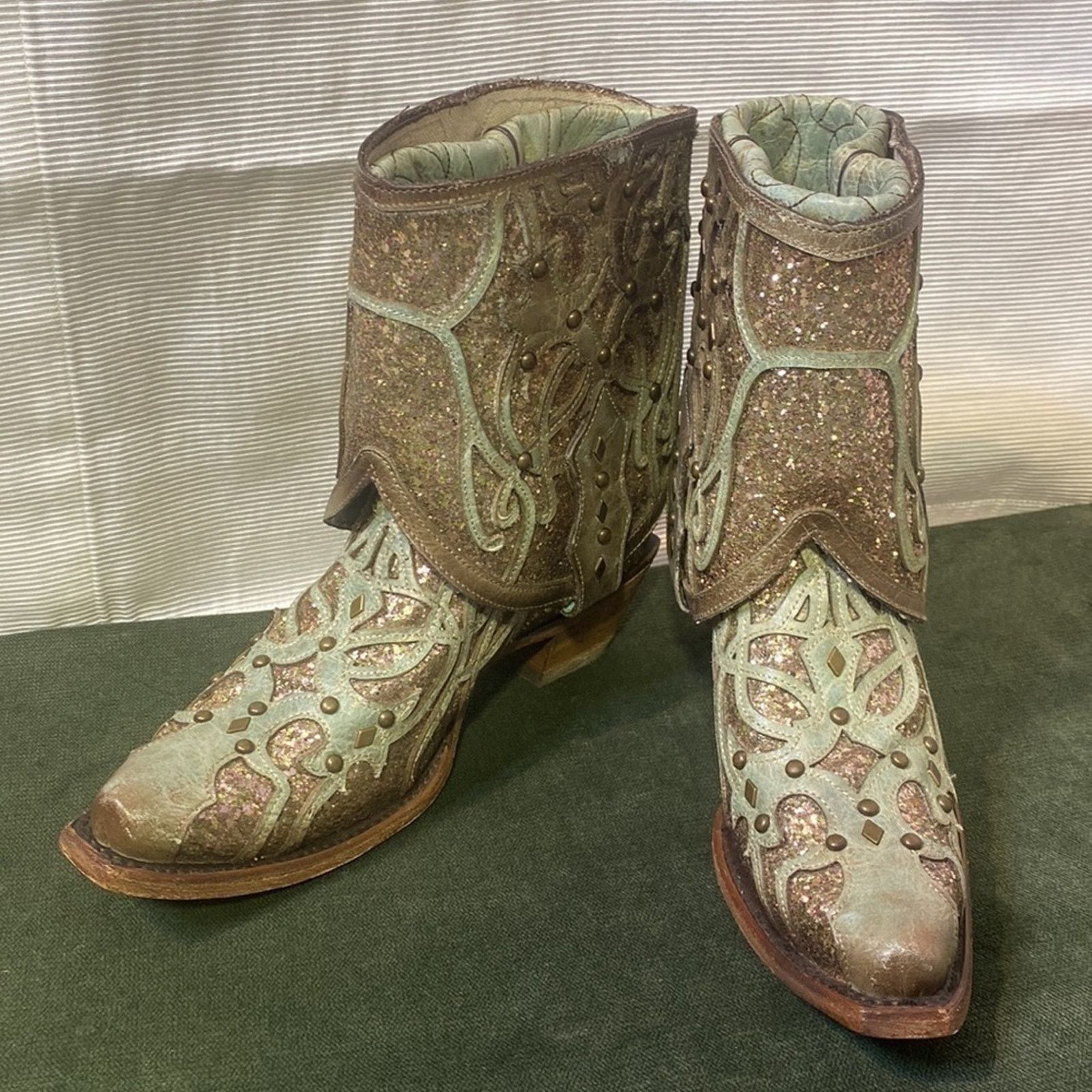 Corral NEW Corral handcrafted leather/sparkles-2 in 1 cowboy boots Size US 6 / IT 36 - 4 Thumbnail