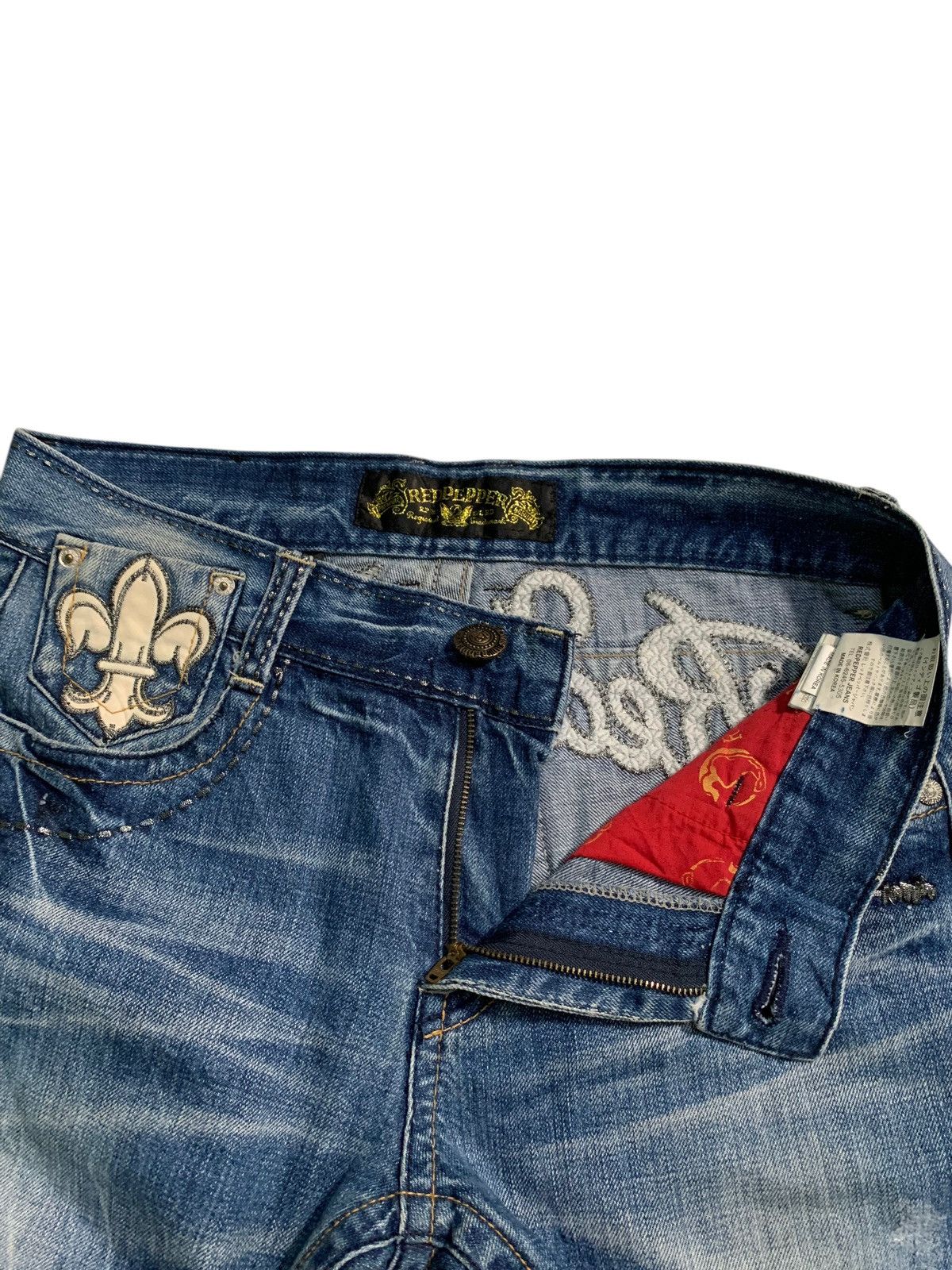 Tornado Mart RED PEPPER PUNK FADED & RUSTY JAPANESE DISTRESSED DENIM Size US 34 / EU 50 - 16 Thumbnail