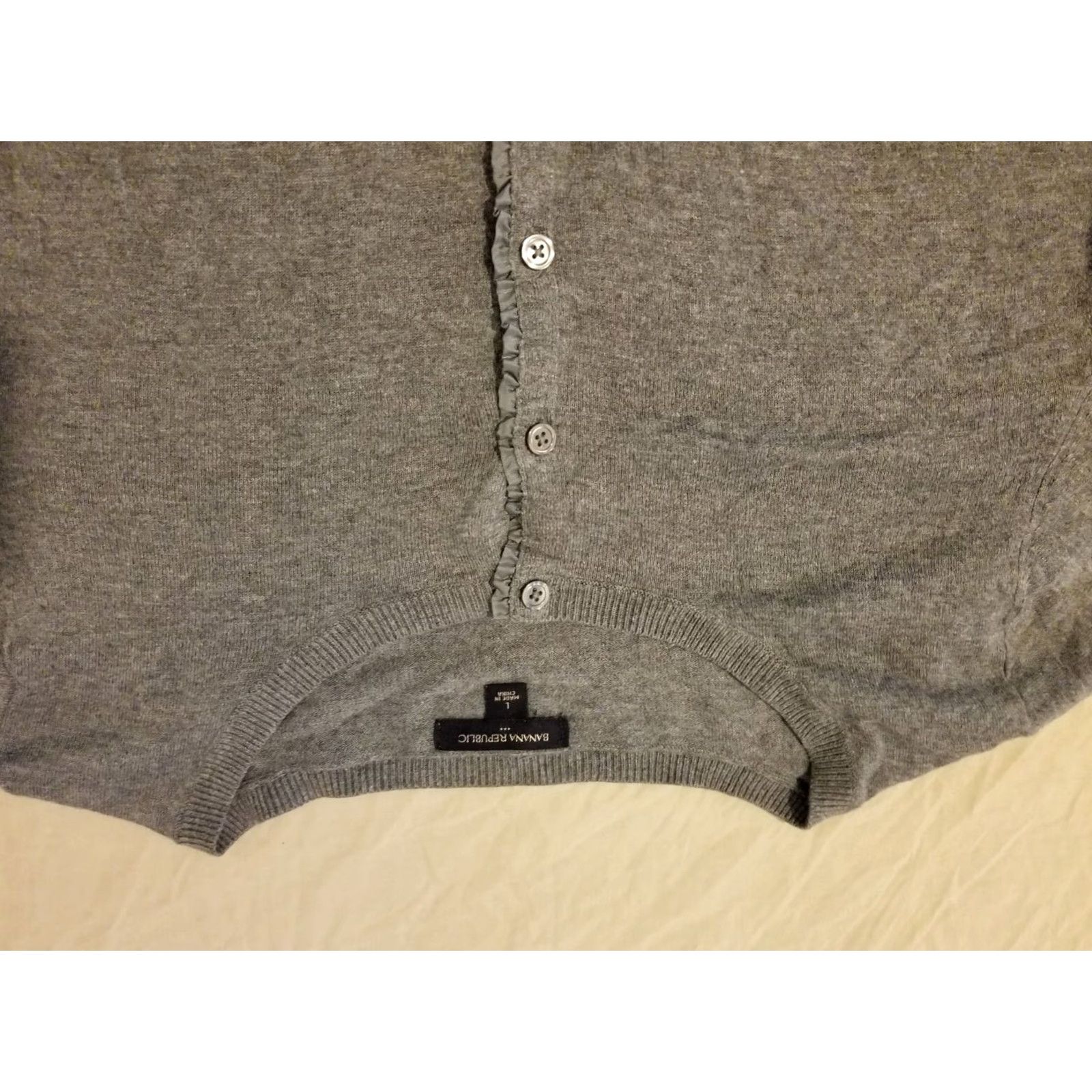 Banana Republic VINTAGE Womens Banana Republic Sweater Jacket Cardigan L Gray Gray Cotton Size L / US 10 / IT 46 - 2 Thumbnail