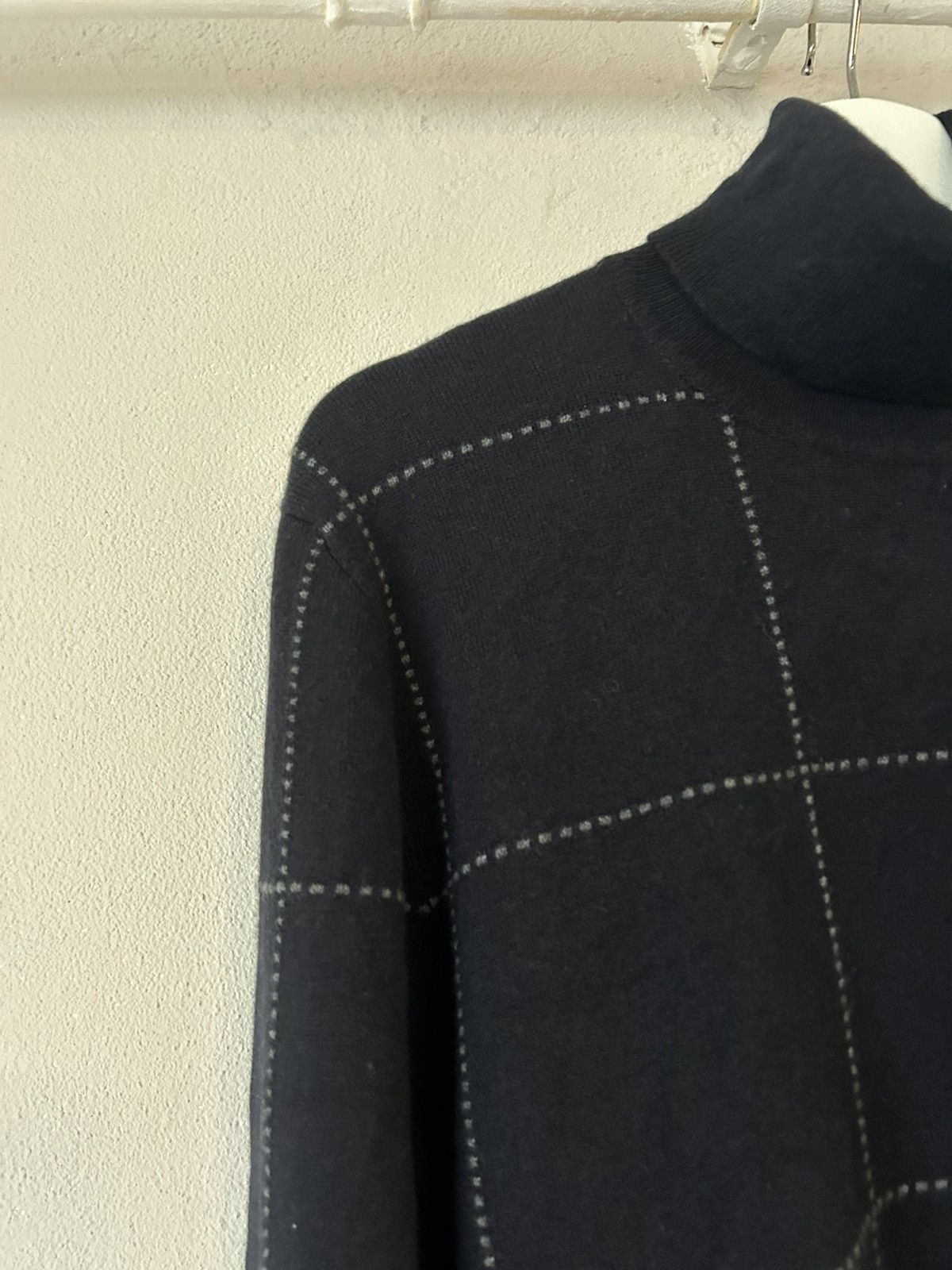 Hermes 100% Cashmere Turtleneck Sweater w/ Asymmetric Grid Pattern Size US XL / EU 56 / 4 - 3 Thumbnail