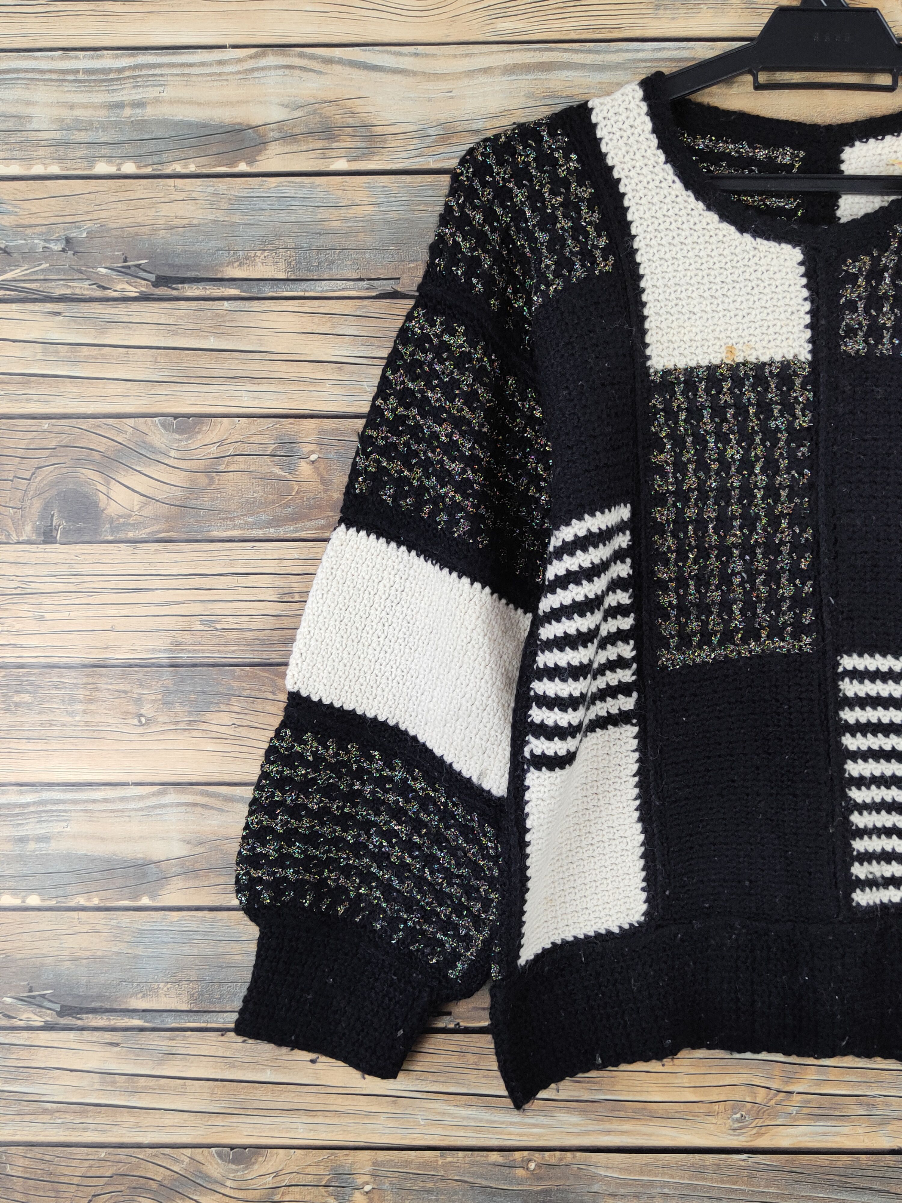 Vintage D Japan checkered Black White Knitwear Sweatshirts #W969 Size S / US 4 / IT 40 - 3 Thumbnail