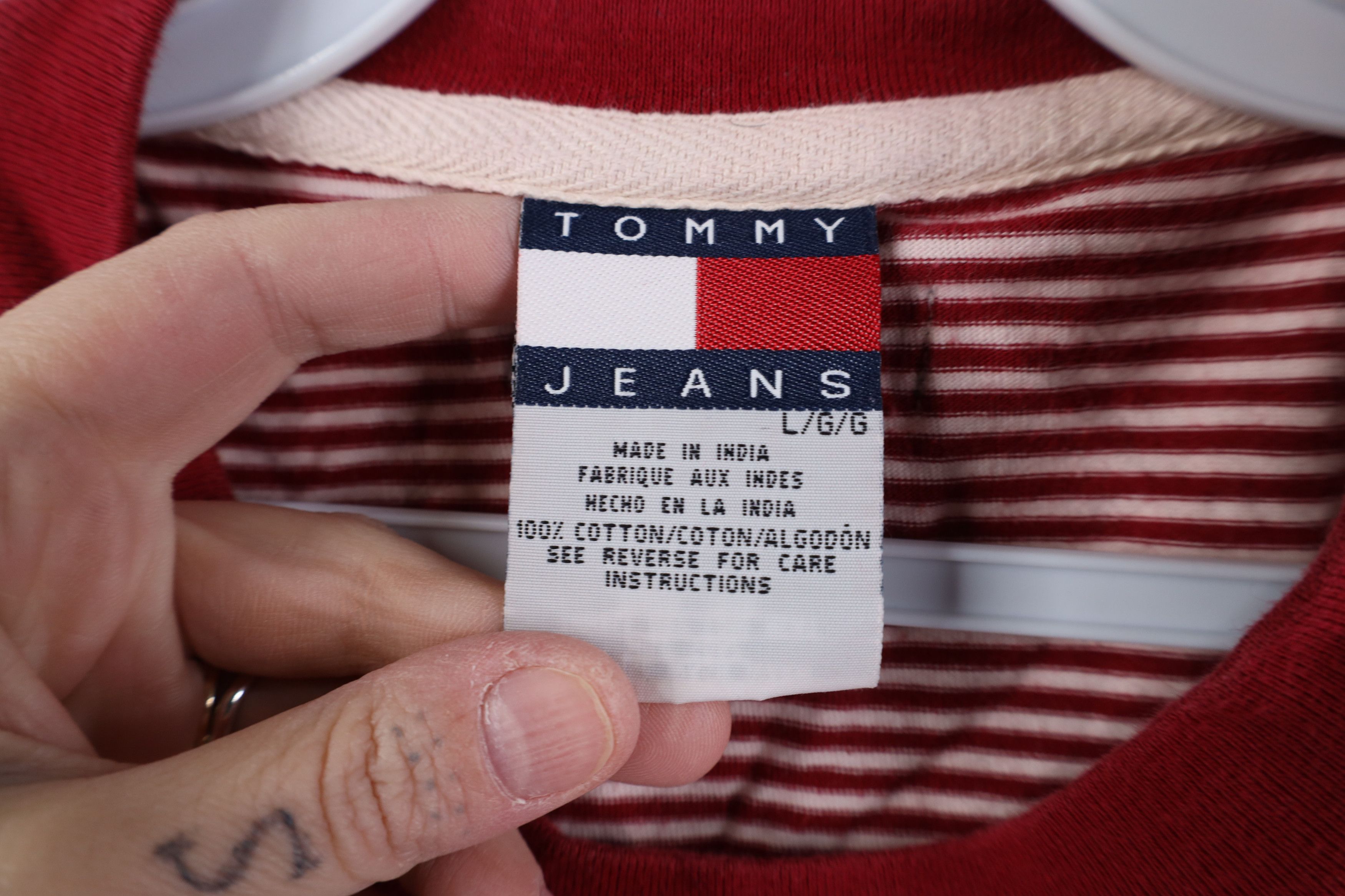 Tommy Hilfiger Vintage 90s Tommy Hilfiger Cane Striped Short Sleeve T-Shirt Size US L / EU 52-54 / 3 - 6 Thumbnail