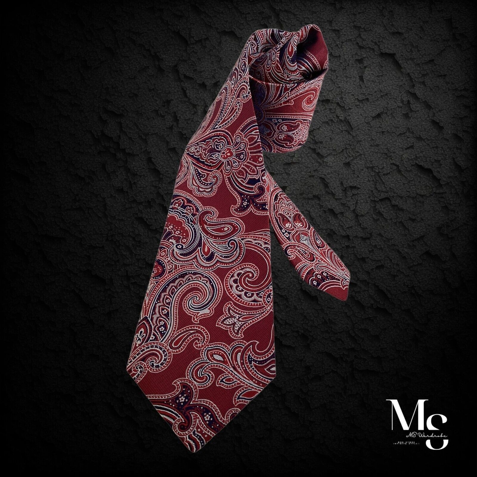 Cremieux CREMIEUX Extra Long Burgundy Paisley Silk Tie H.Made In USA Size ONE SIZE - 1 Thumbnail