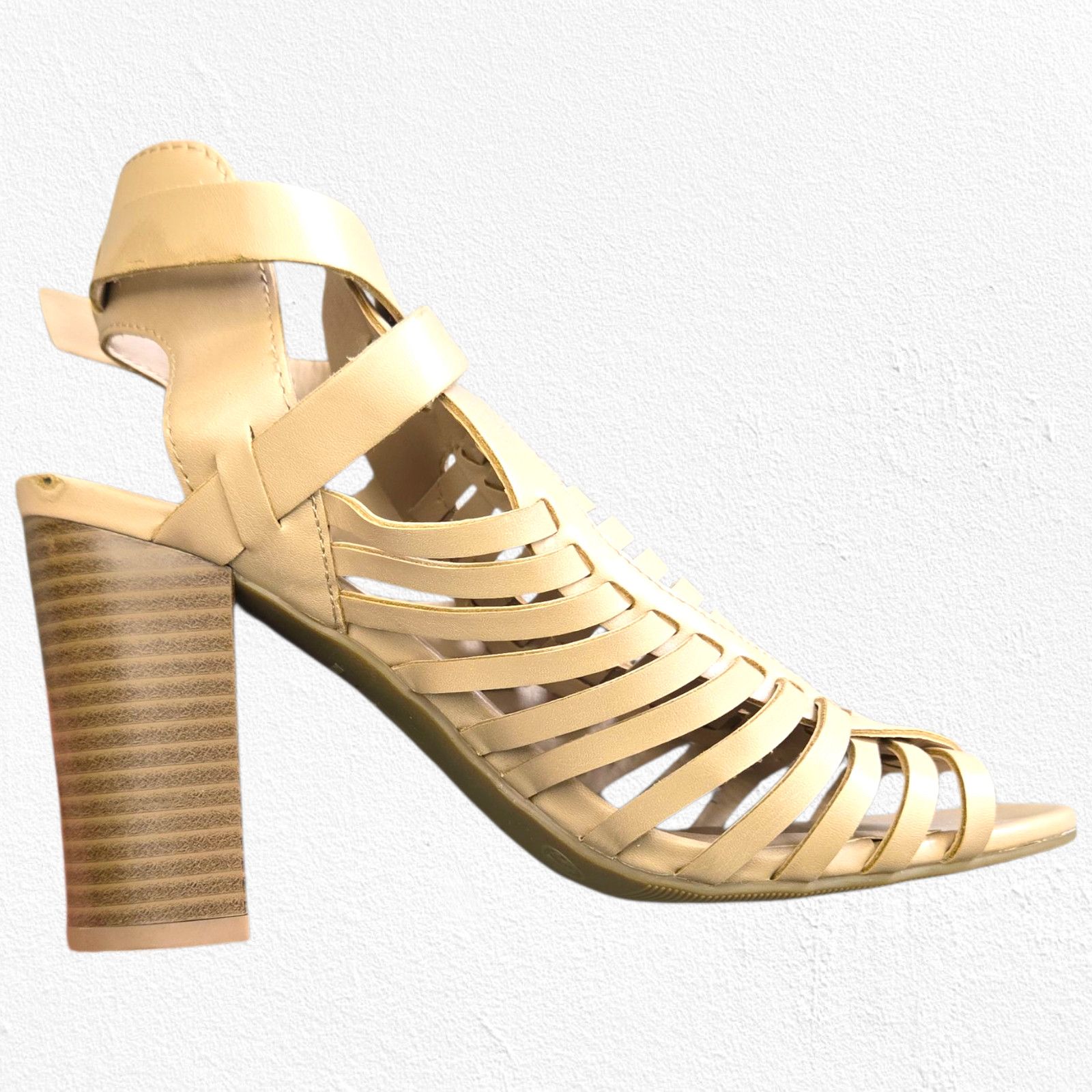 American Eagle Outfitters American Eagle Nude Gladiator Block Heel Sandals Size 5.5W Size US 5.5 / IT 35.5 - 5 Thumbnail