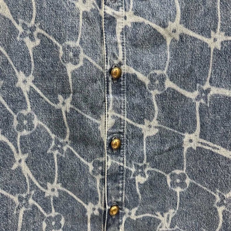 Louis Vuitton Louis Vuitton Old-print plaid denim short-sleeve shirt Size US XL / EU 56 / 4 - 3 Thumbnail