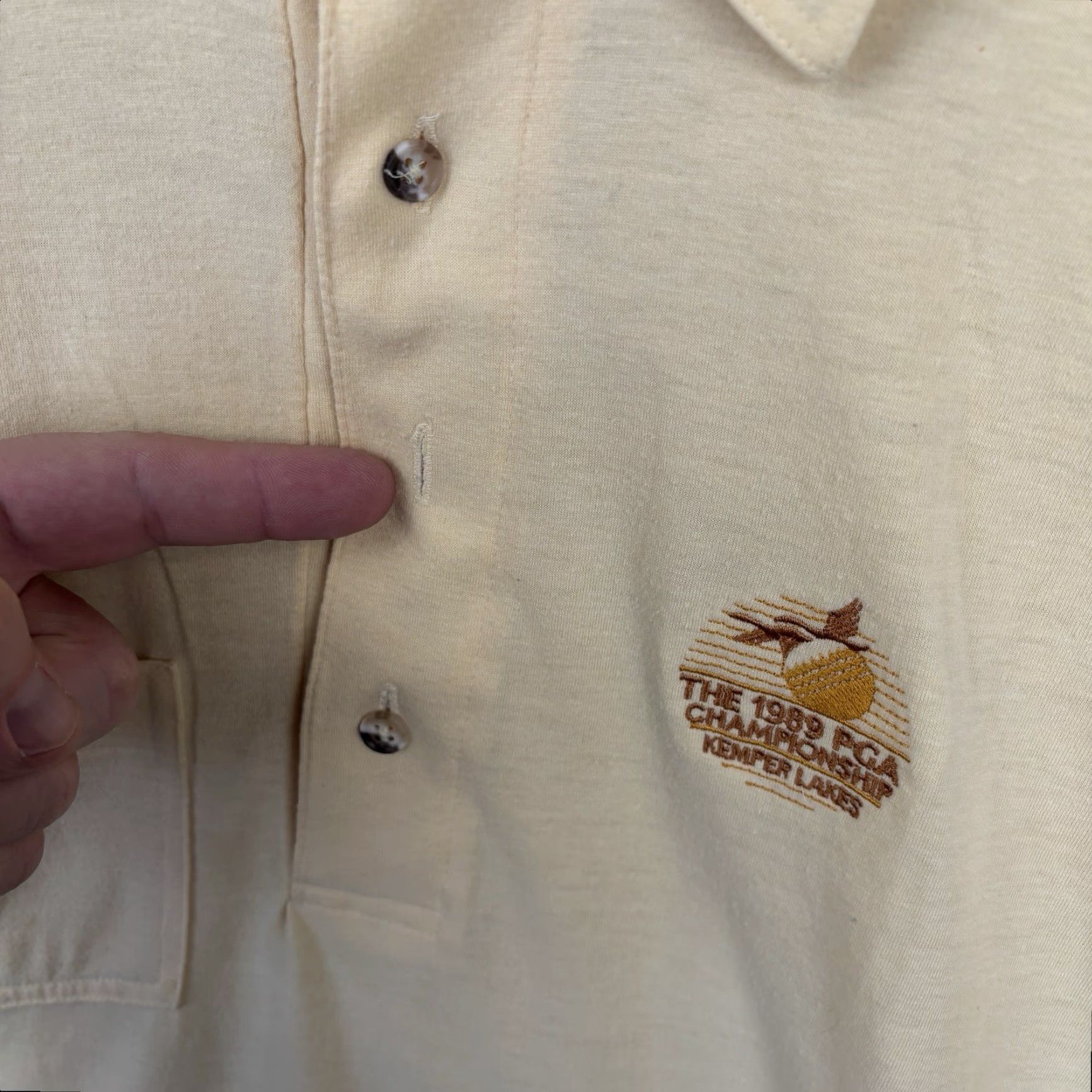 Izod VINTAGE IZOD Polo Shirt Mens Large Yellow 1989 PGA Championship Kemper Lakes Shirt Size US L / EU 52-54 / 3 - 5 Thumbnail