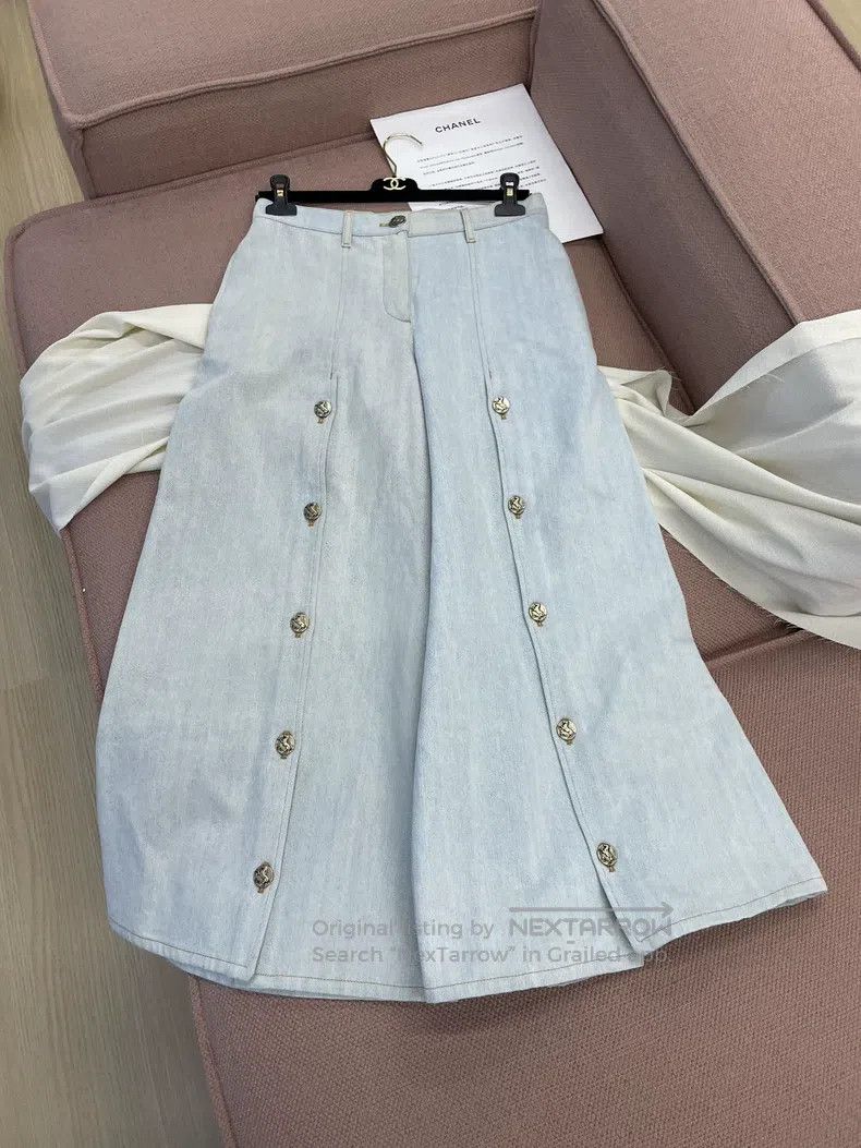 Chanel Chanel Greek series blue denim wide-leg pants Size 25" / US 0 / IT 36 - 1 Thumbnail