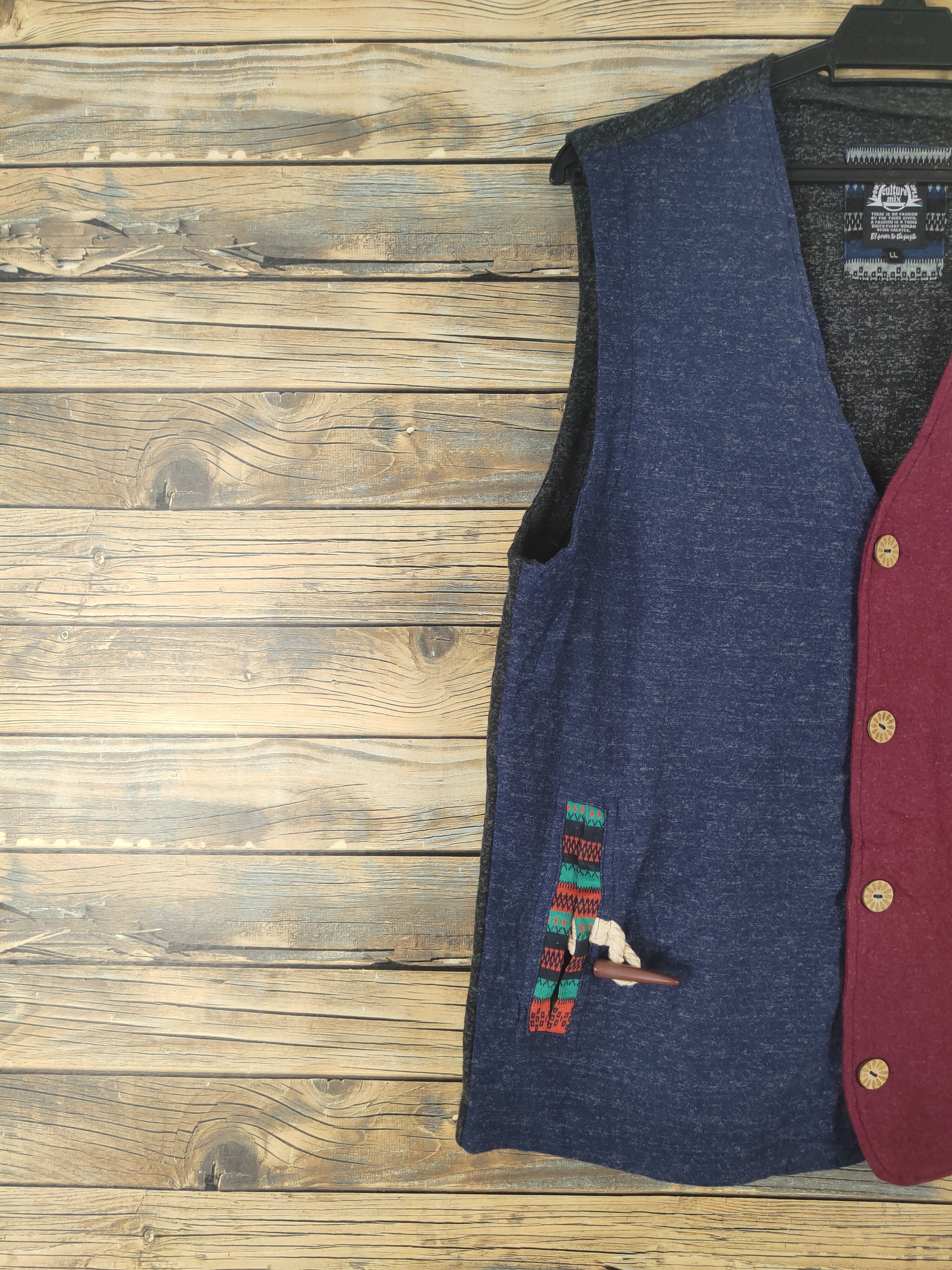 Japanese Brand × Vintage Retro stuff 🔥 Power to the people Blue Red Vests Size US M / EU 48-50 / 2 - 3 Thumbnail