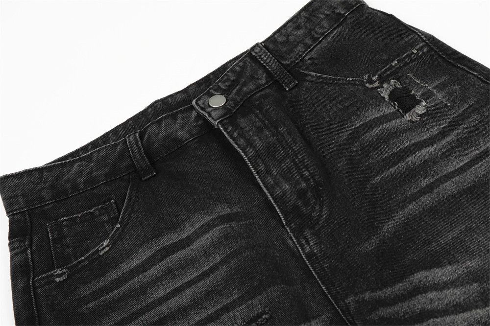 Japanese Brand Retro men's loose street style distressed curved blade jeans Size US 32 / EU 48 - 3 Thumbnail