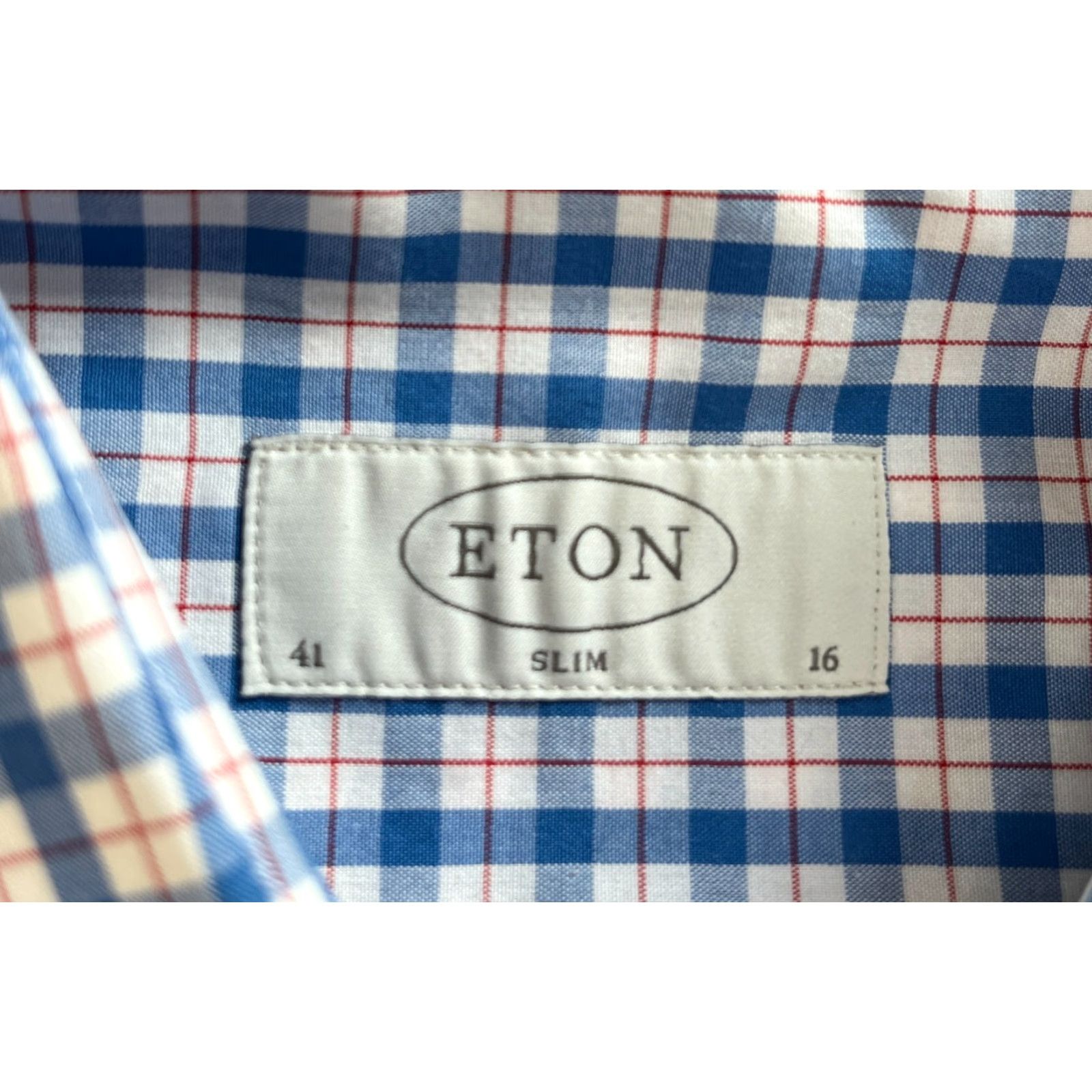 Eton Eton Dress Shirt Slim Check Sz 41/16 Button-Up Collar Mens Shirt Size 42R - 4 Thumbnail