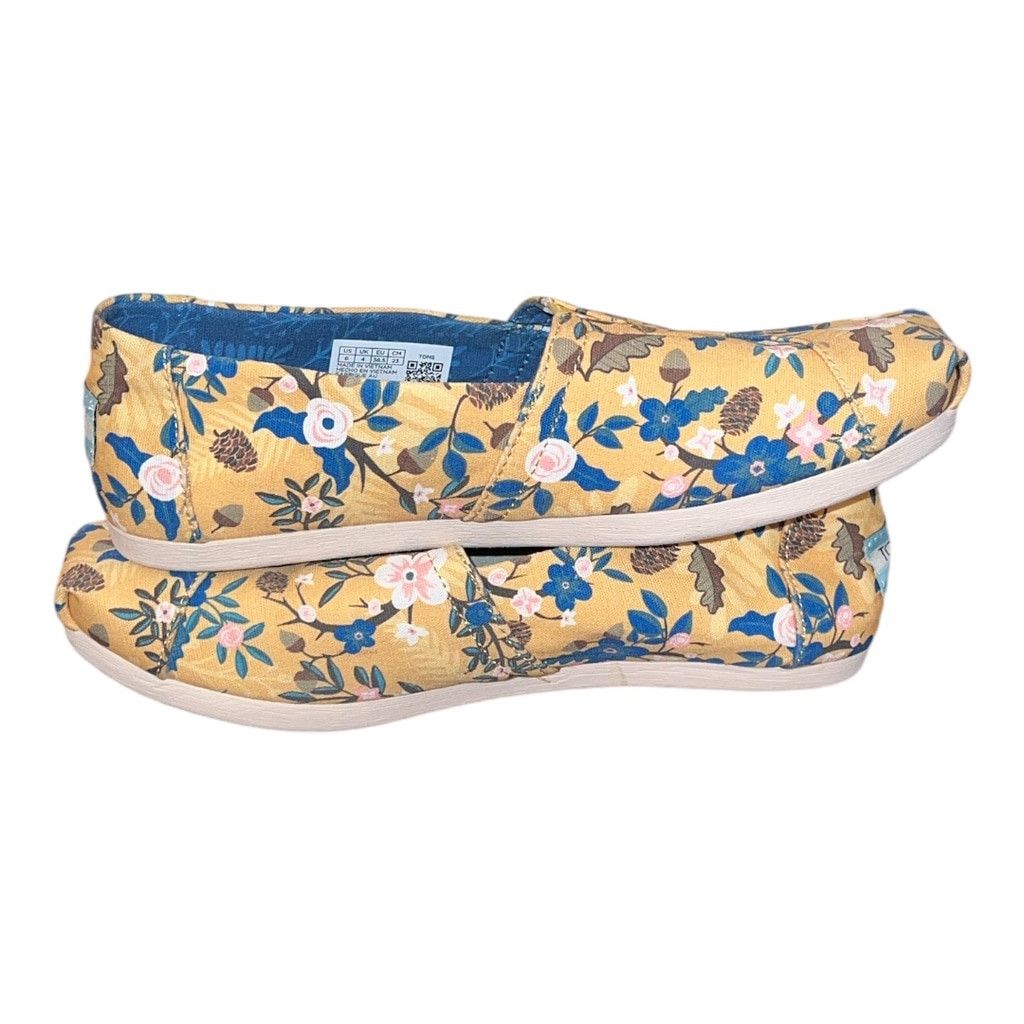 Toms Women's TOMS Floral Canvas Slip-On Shoes Size 6 Yellow Blue Size US 6 / IT 36 - 7 Thumbnail