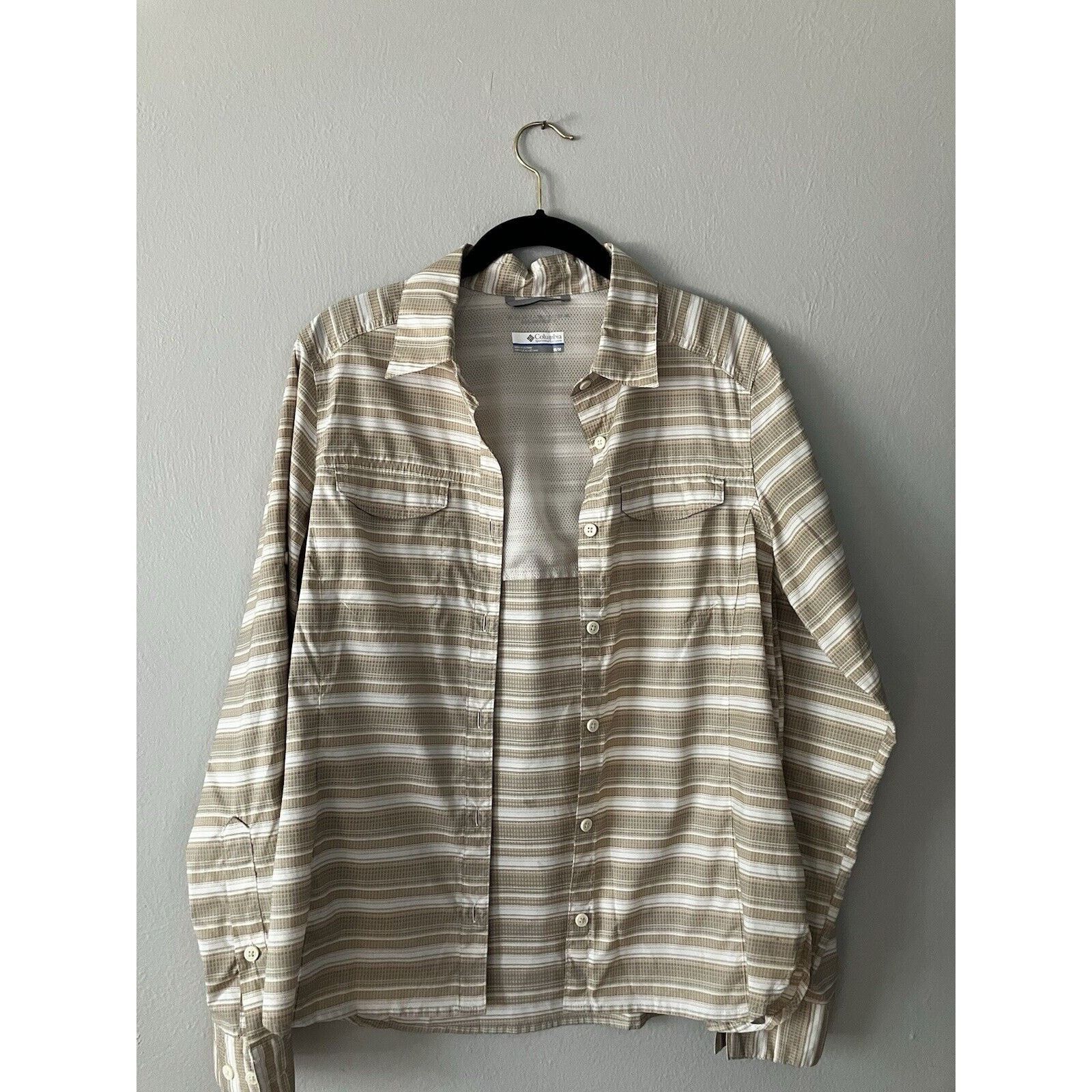 Columbia Columbia Button Up Shirt Women's Med Beige white Long Sleeve Size M / US 6-8 / IT 42-44 - 1 Thumbnail