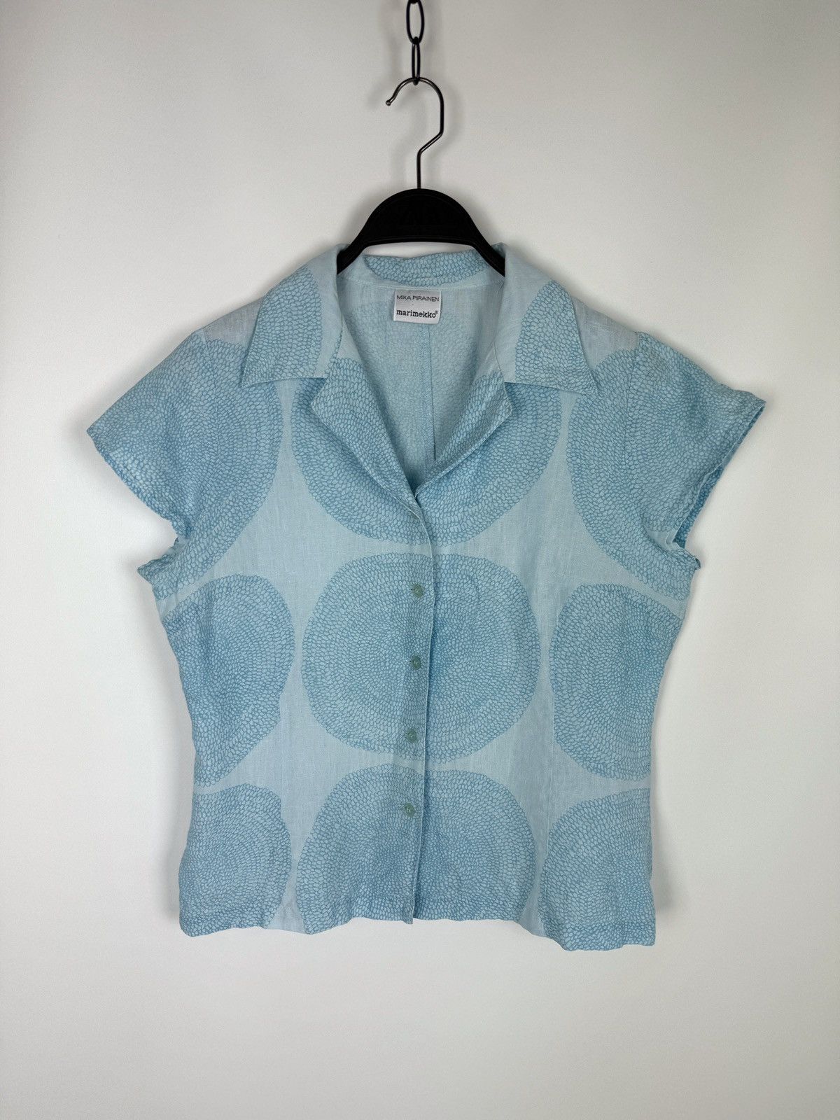 Marimekko 1990’s Vintage Mika Pirainen x marimekko Printed Linen Shirt Size M / US 6-8 / IT 42-44 - 3 Thumbnail