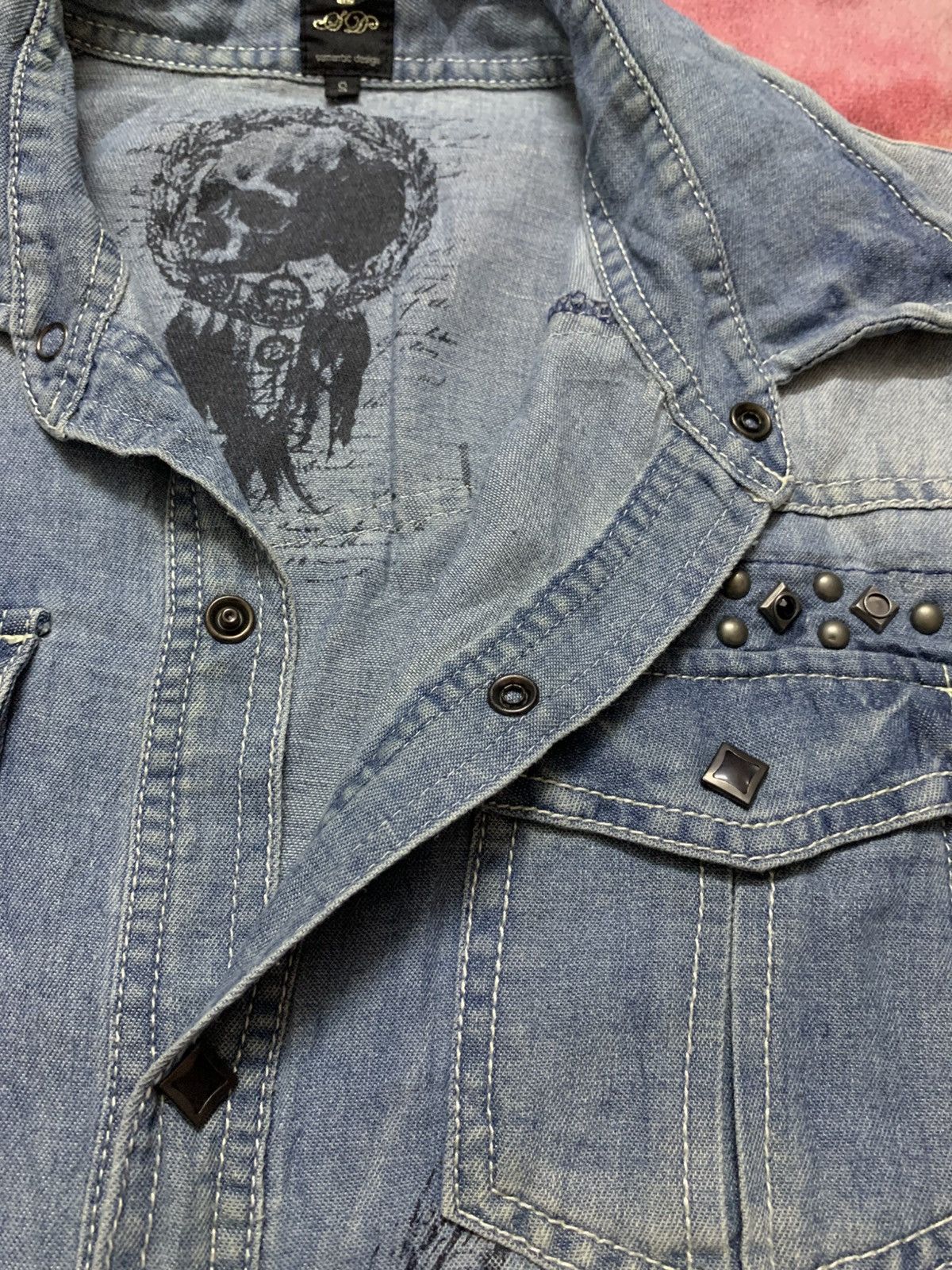 semanticdesign 2000’s Semantic - Tribal Poem Punk Grunge Chambray Shirt Size US S / EU 44-46 / 1 - 10 Thumbnail